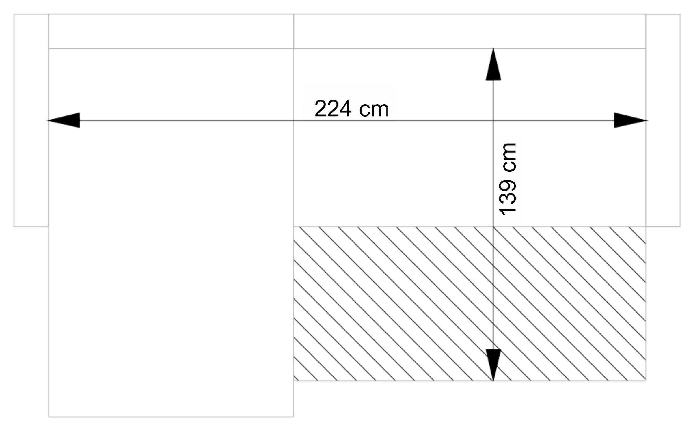 andas Ecksofa »MERLE, 258 cm, L-Form, traumhafter Cord,«, mit Bettfunktion und Bettkasten, Liegefläche 224 x 139