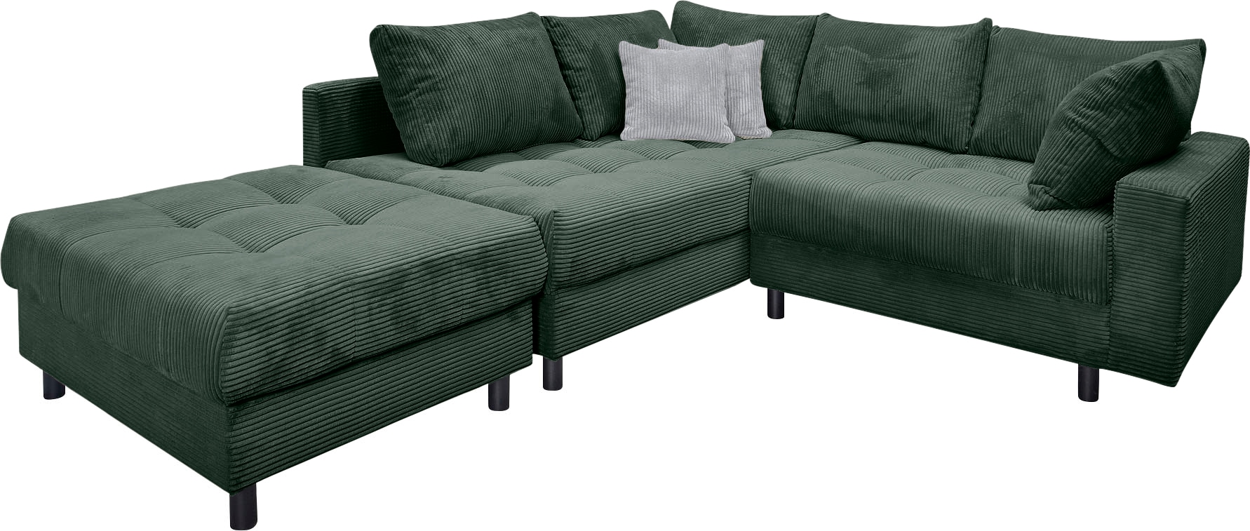 Home affaire Ecksofa »Toni L-Form«, (Cord-Bezug), Ottomane beidseitig montierbar, Federkern-Polsterung