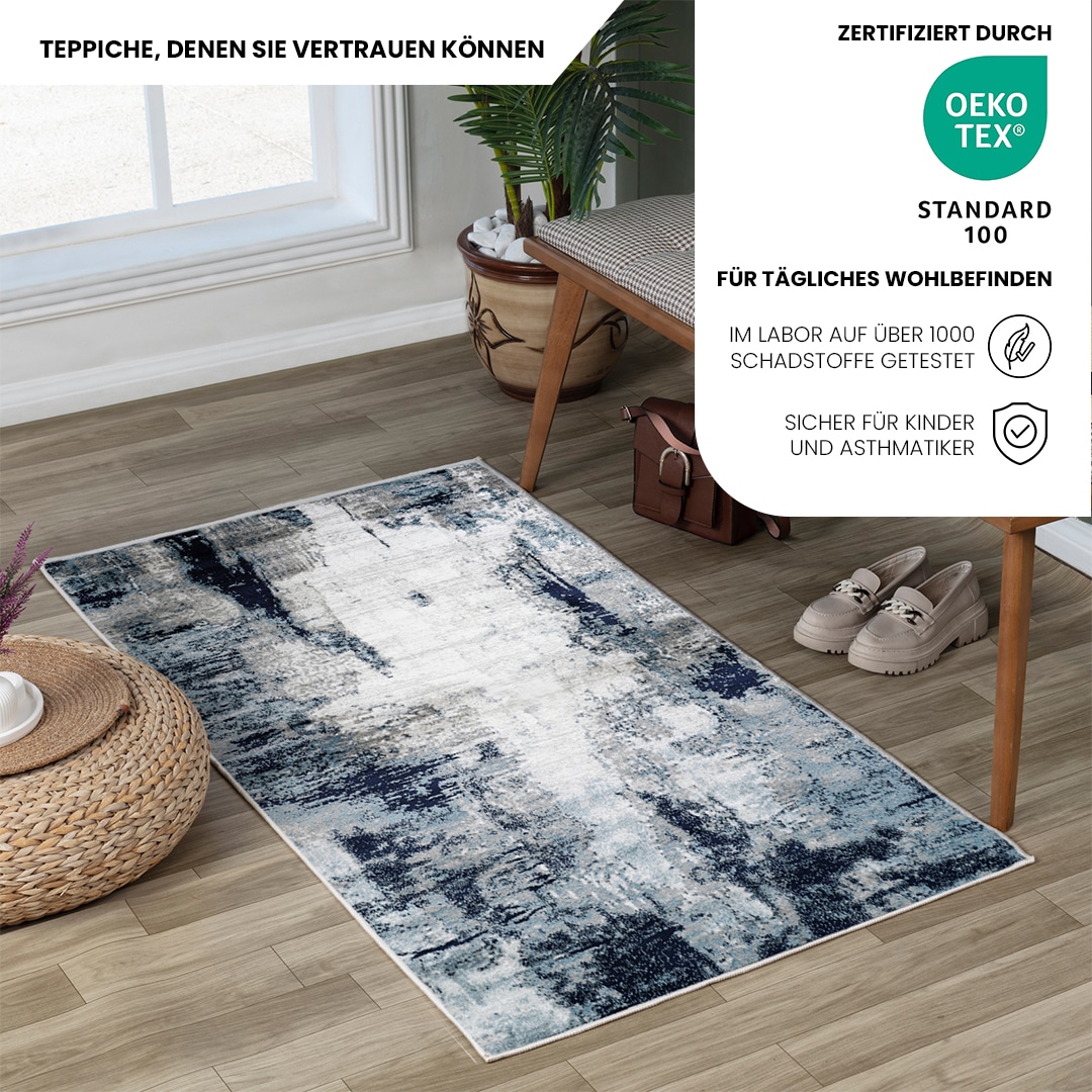 Livabliss Teppich »HELSINKI«, rechteckig, 11 mm Höhe, Designerteppich in Marmor Optik, Kurzflor Wohnzimmerteppich/Läufer