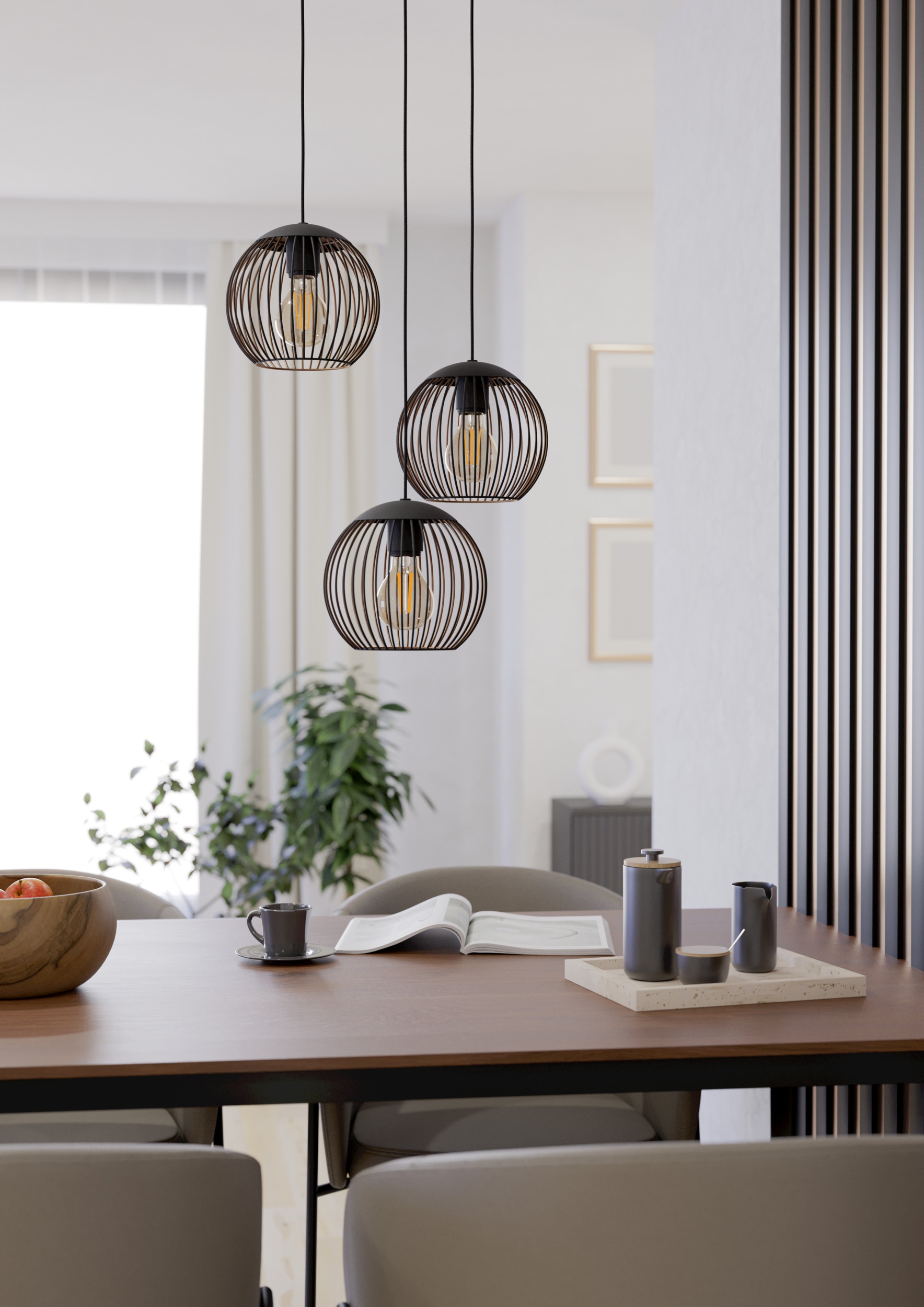 EGLO Hängeleuchte »ALMANZORA Pendellampe - Stahl - E27 - 3X60W - IP20« E27 1 Stk. Hängelampe, Deckenlampe, Wohnzimmer, Esszimmer, H130 x Ø46,5 cm