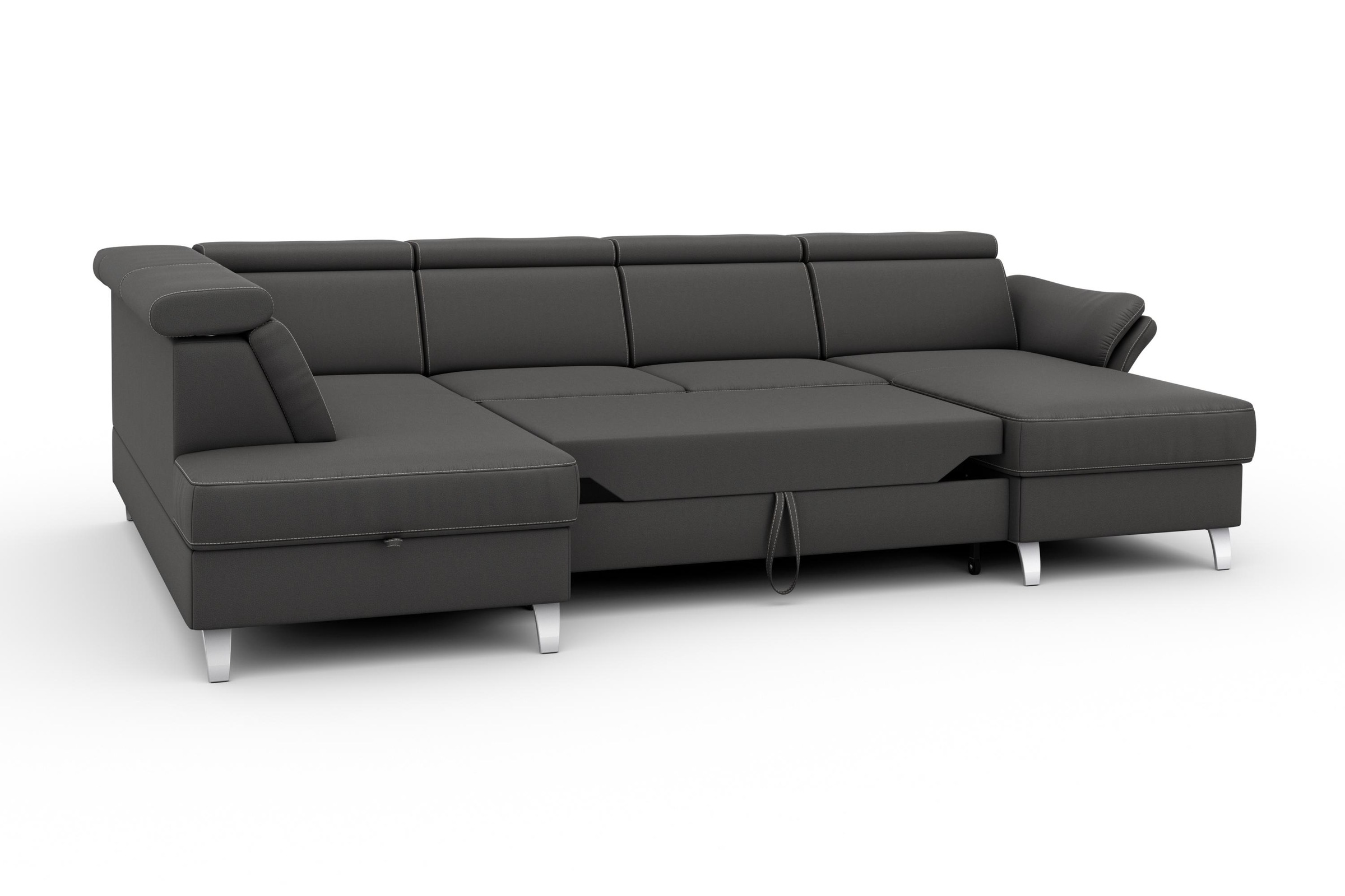 sit&more Wohnlandschaft »Vincenzo U-Form«, inklusive Kopfteilverstellung, wahlweise mit Bettfunktion, Bettkasten
