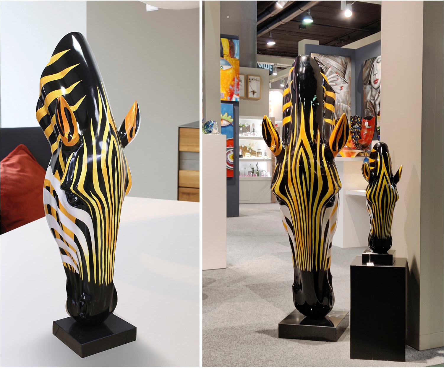GILDE Tierfigur »Skulptur Zebra Zebrakopf orange; schwarz; weiß H. 50 cm« günstig online kaufen