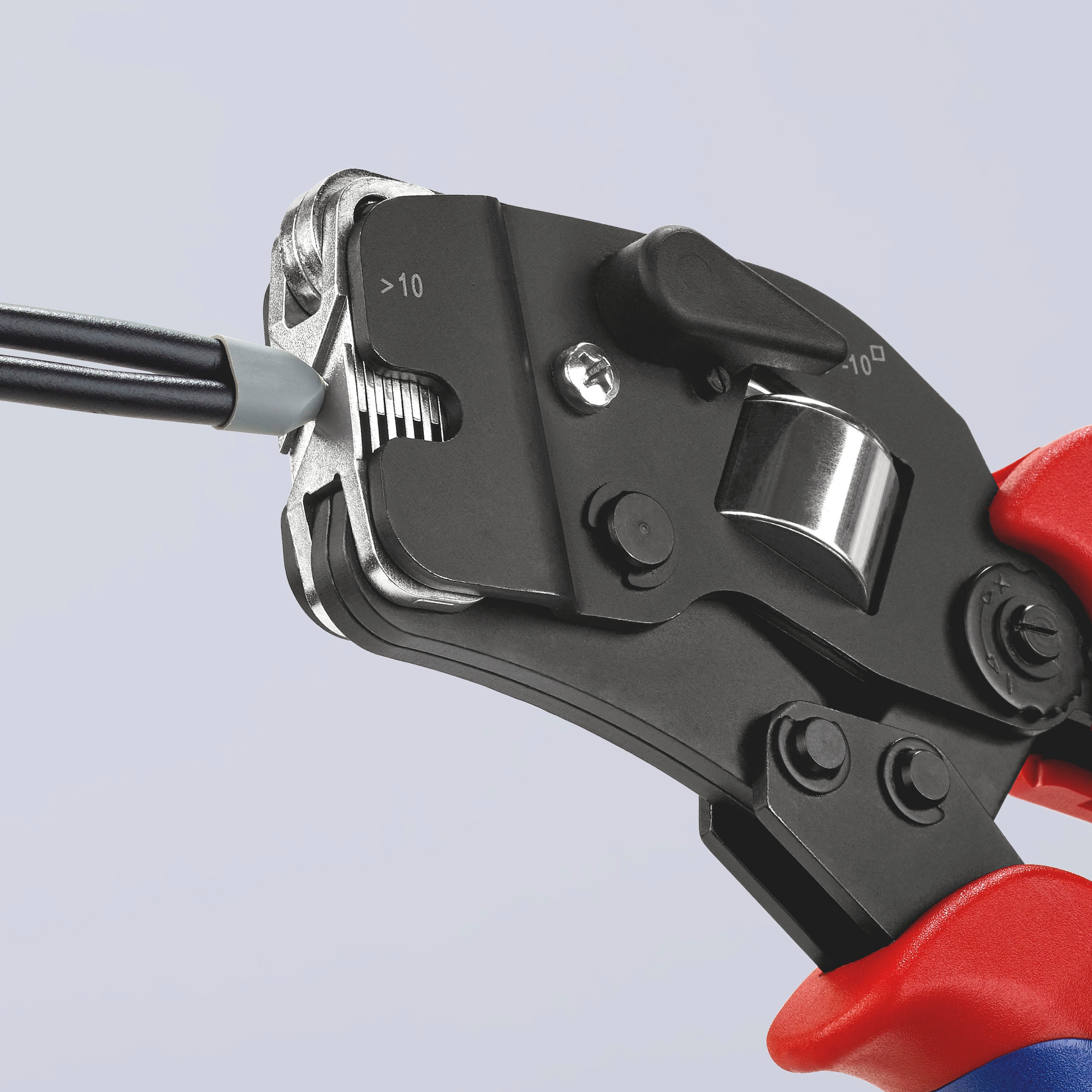 Knipex Crimpzange »97 53 09 für Aderendhülsen mit Fronteinführung«, (1 tlg.), selbsteinstellend, brüniert, mit Mehrkomponenten-Hüllen 190 mm