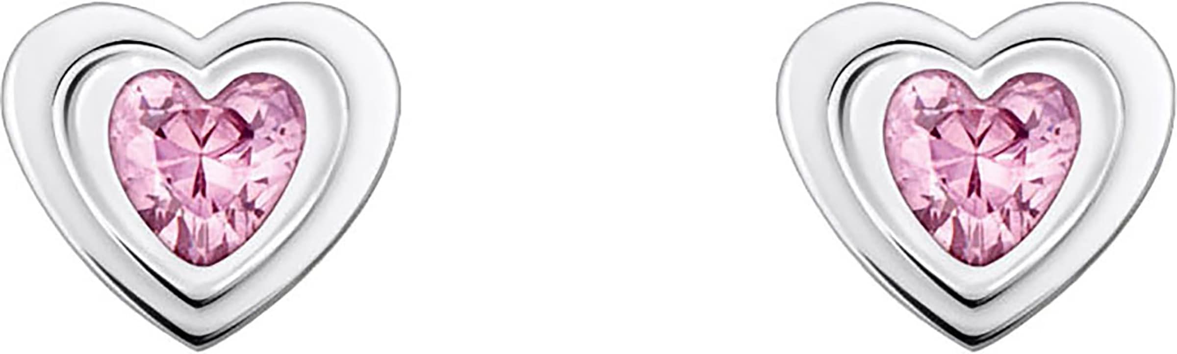 THOMAS SABO Paar Ohrstecker »Herz mit pinkfarbenem Zirkonia« mit Zirkonia (synth.)
