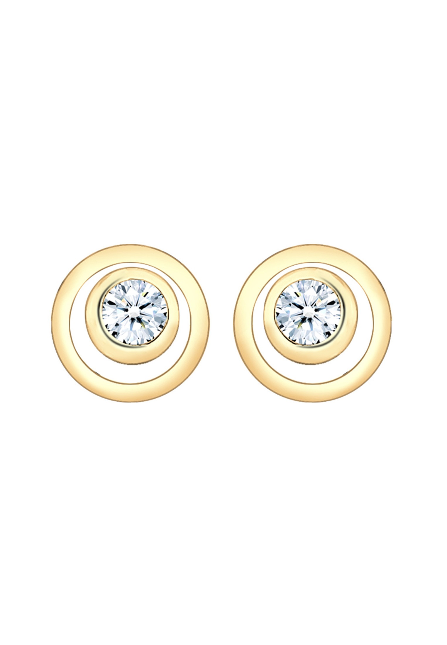 Elli DIAMONDS Paar Ohrstecker »Kreis Layer Diamant Hochwertig 585 Gelbgold«