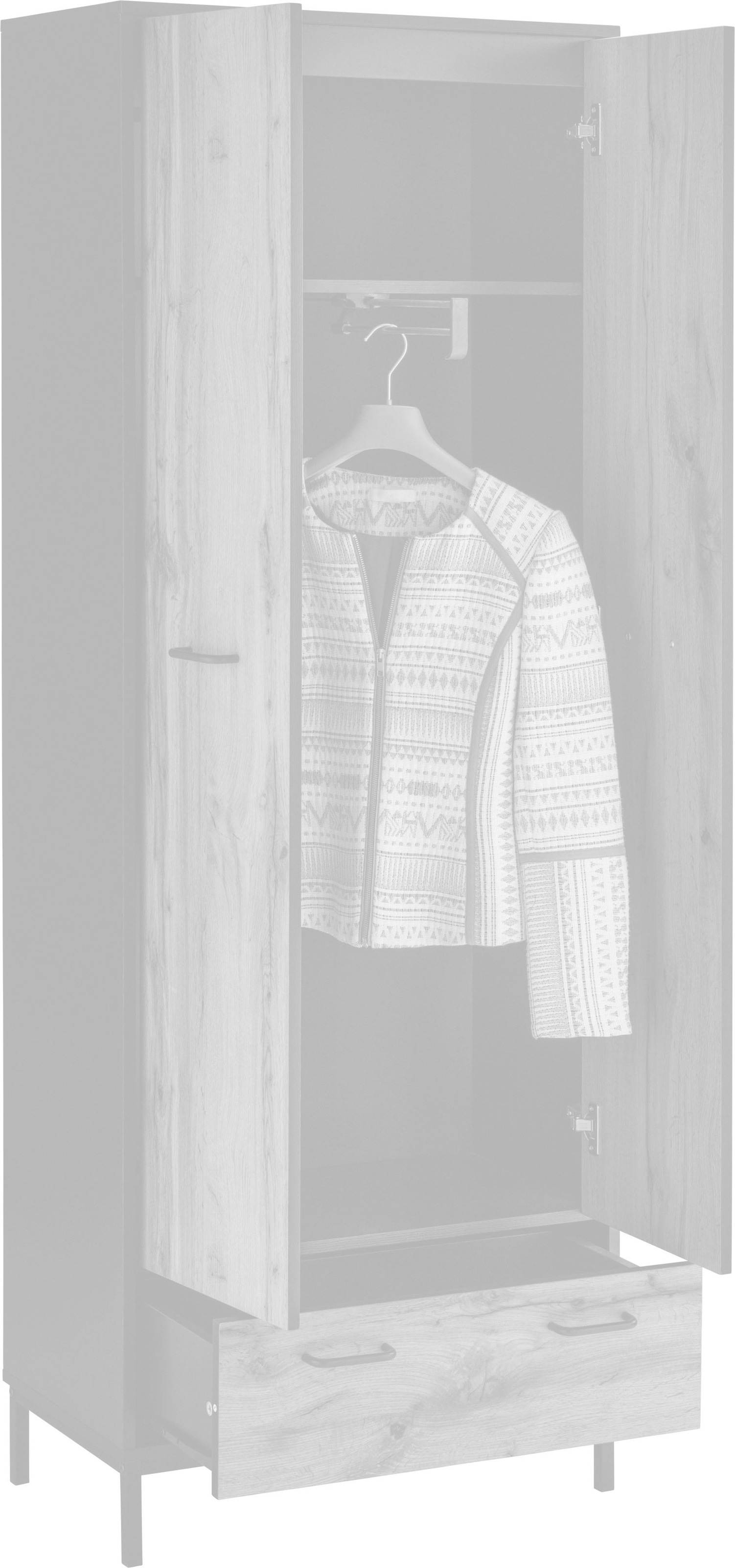 Places of Style Garderobenschrank »Rocco«, mit ausziehbare Kleiderstange,  Griffe aus Metall, Höhe 180,5 cm auf Rechnung bestellen