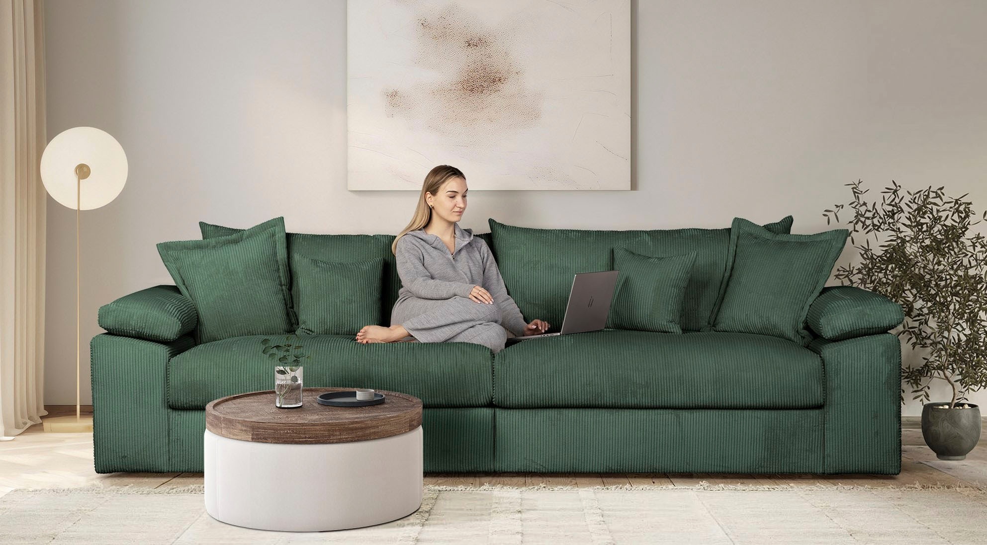 Home affaire Big-Sofa "Soft&Cosy XXL", Mega Sofa, in Cord, inklusive Kissen günstig online kaufen