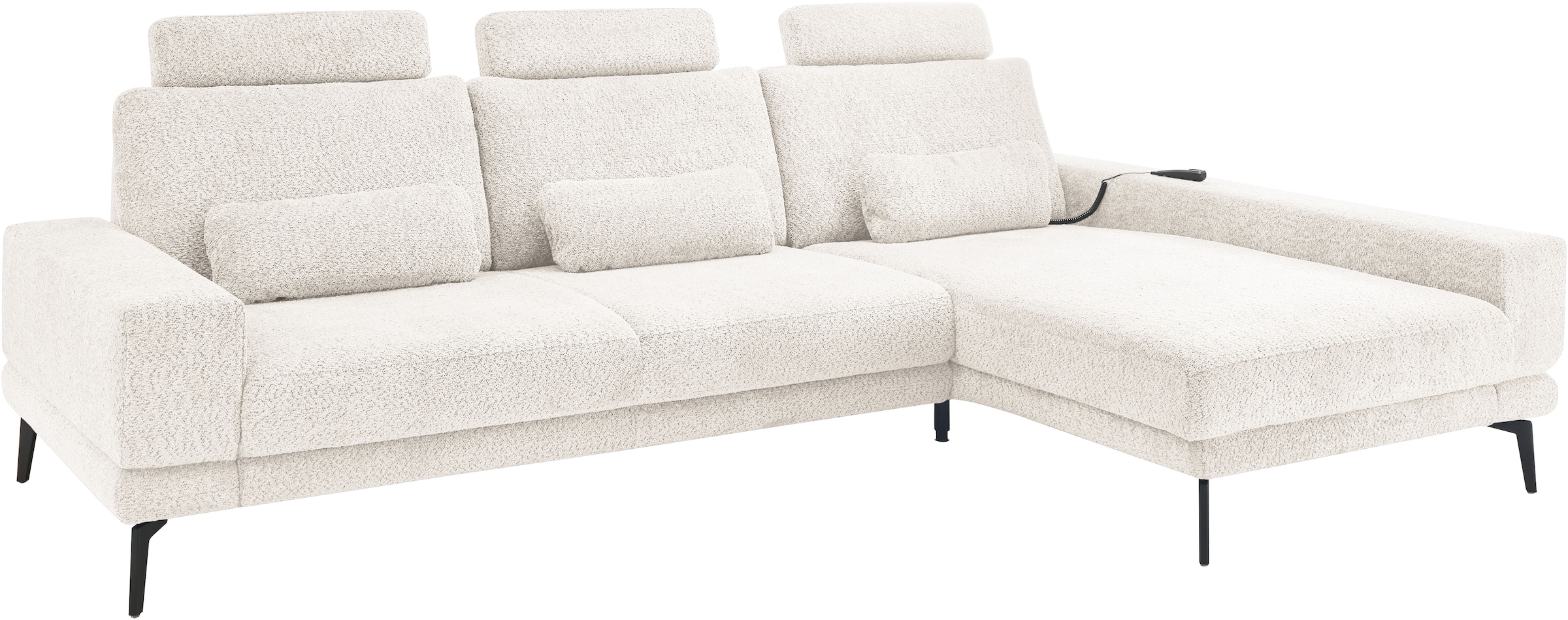 set one by Musterring Ecksofa »SO 3600, inkl motor. Sitztiefenverstellung, Kopfstützen, Nierenkissen«, Sitzhöhe 42 cm, Federkern, Breite 293 x Tiefe 180 cm, Kama natur