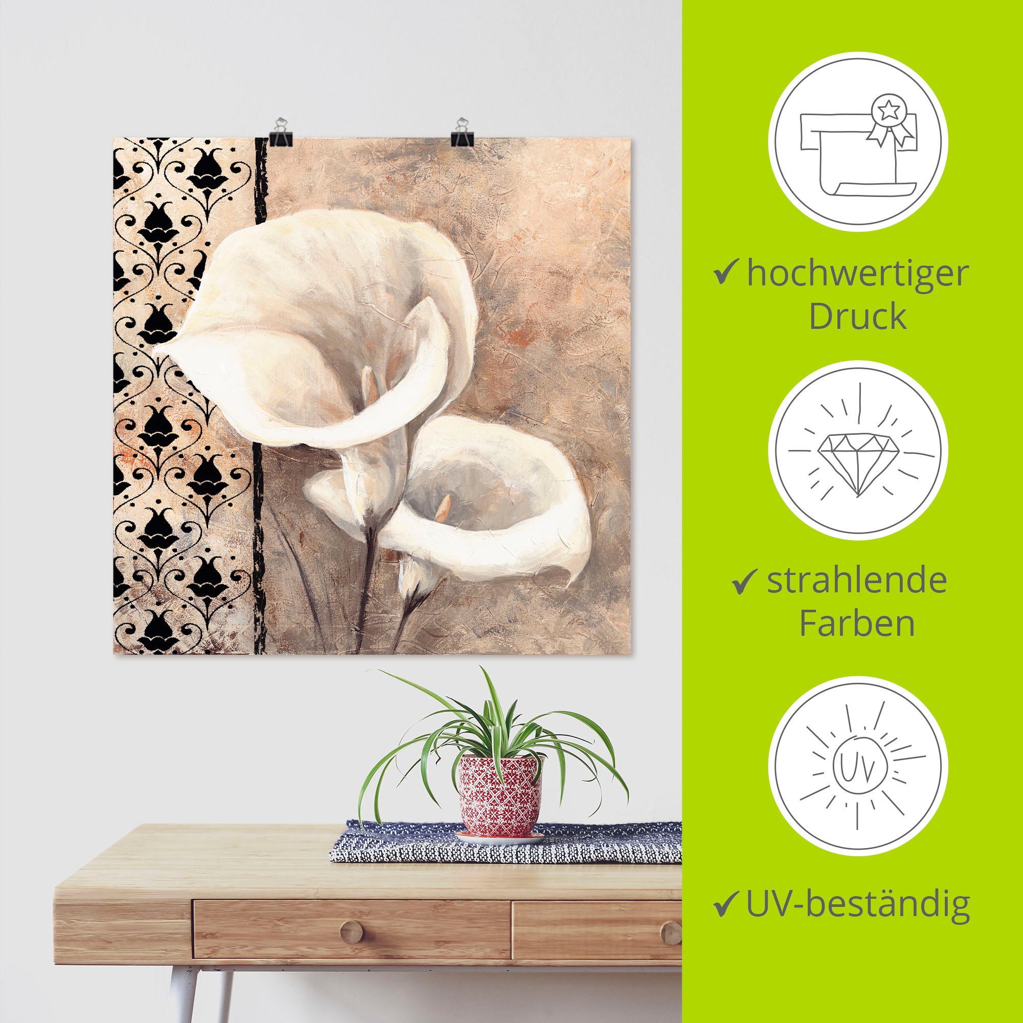 Artland Wandbild »Klassische Callas«, Blumenbilder, (1 St.), als Alubild, Outdoorbild, Leinwandbild, Poster in verschied. Größen