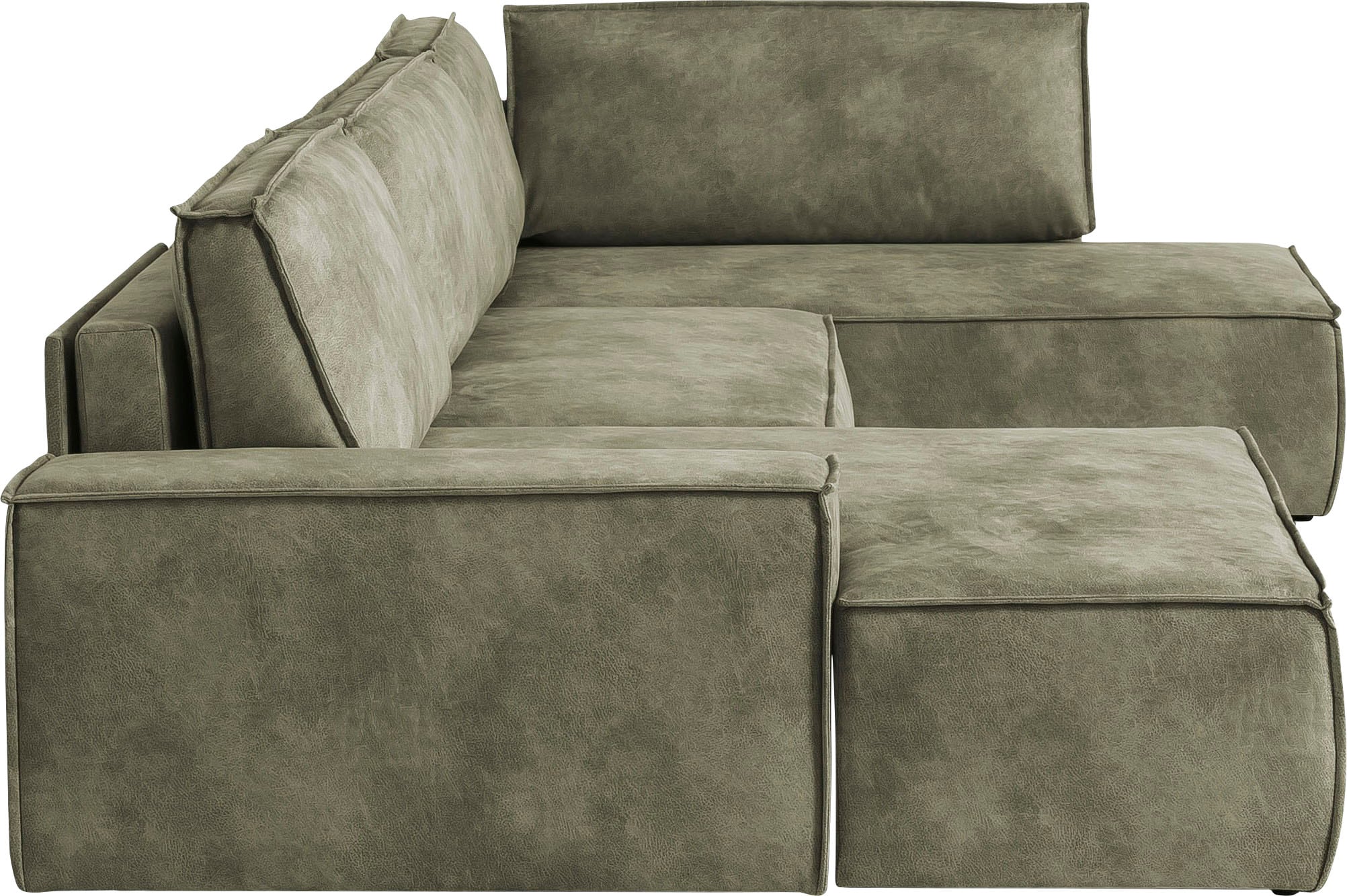 Home affaire Wohnlandschaft »SHERWOOD 329 cm, U-Form, Schlafsofa,«, Schlaffunktion m. Bettkasten (194x139 cm), Cord, Vintage, Samtvelours