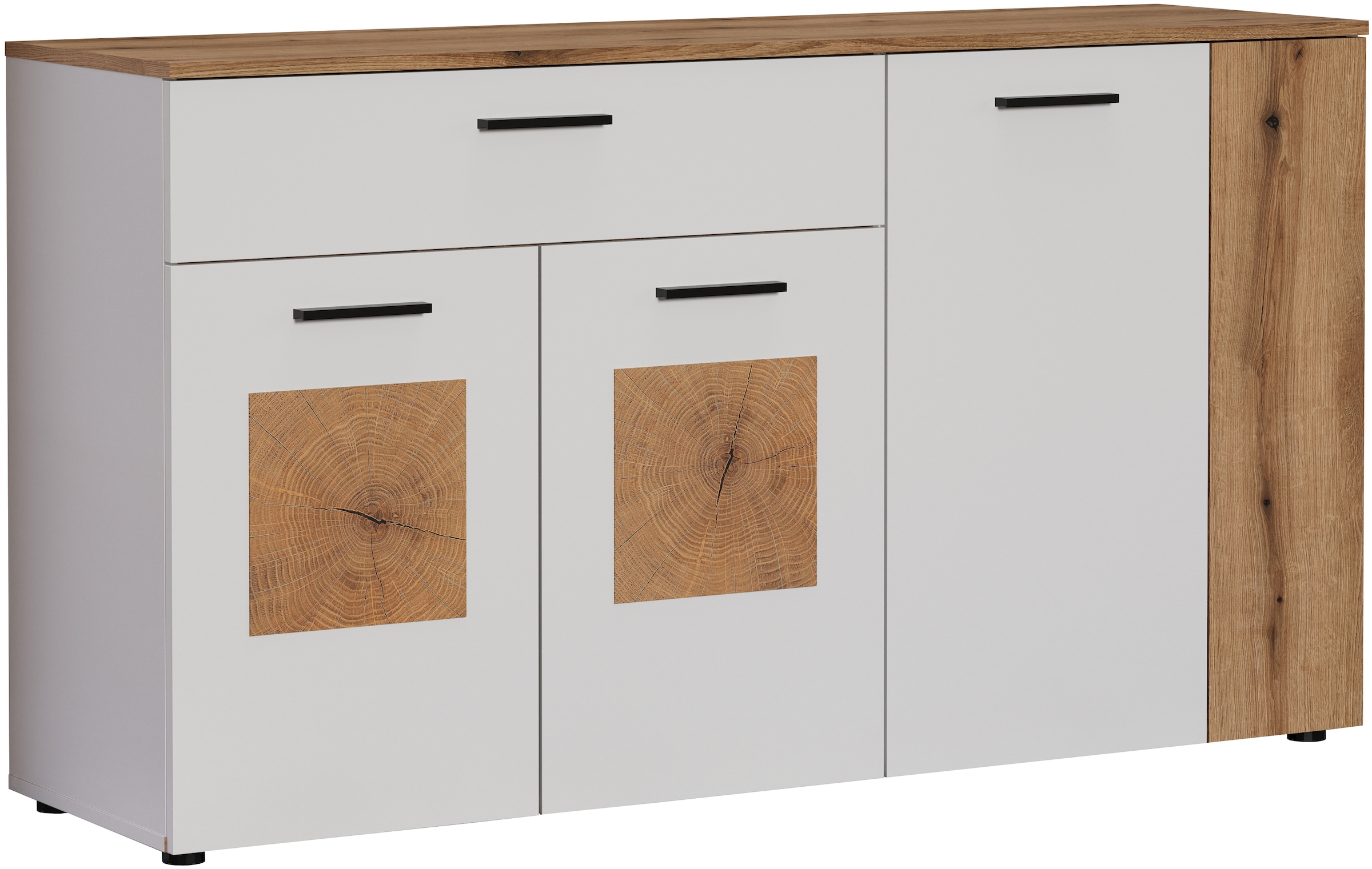 INOSIGN Sideboard »Linz«, (1 St.), Kommode mit Hirnholzapplikationen - Schrank (B/T/H) 150/42/83 cm