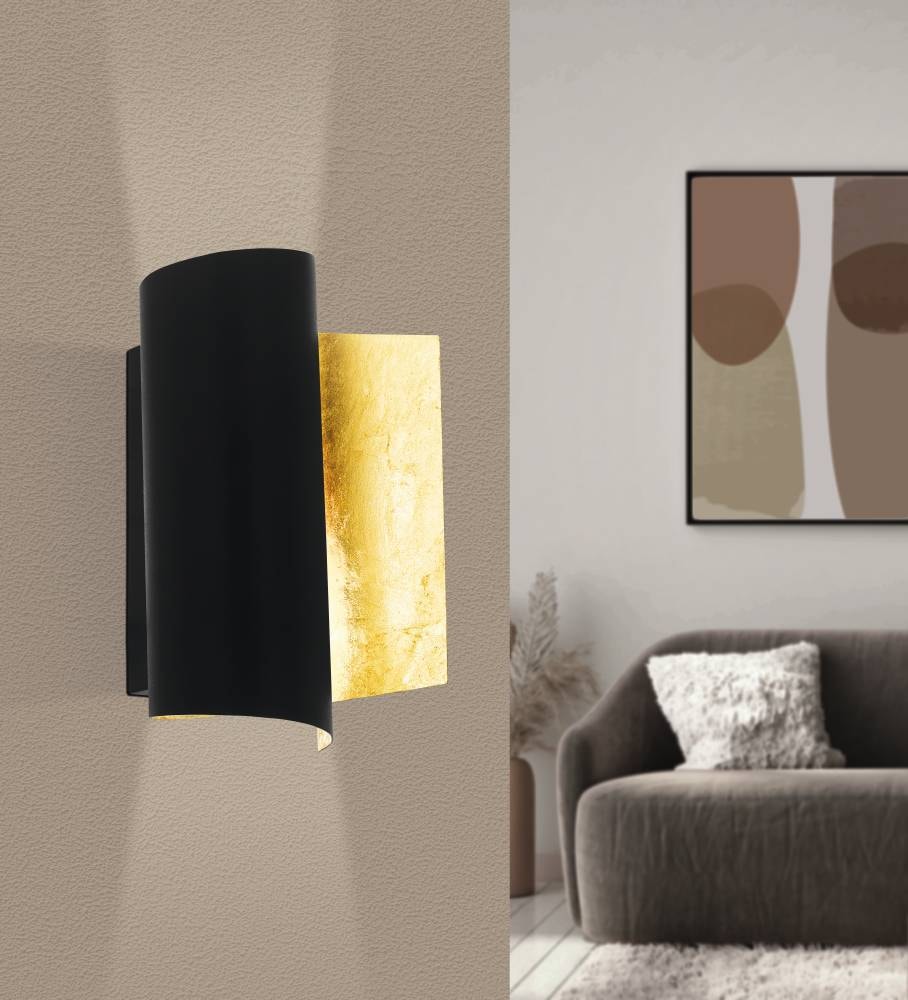 EGLO Wandleuchte »FALICETTO«, 1 flammig, Leuchtmittel E27 | ohne Leuchtmittel, Wandleuchte Vintage, Stahl, Flurlampe in Schwarz, Gold, E27 Fassung