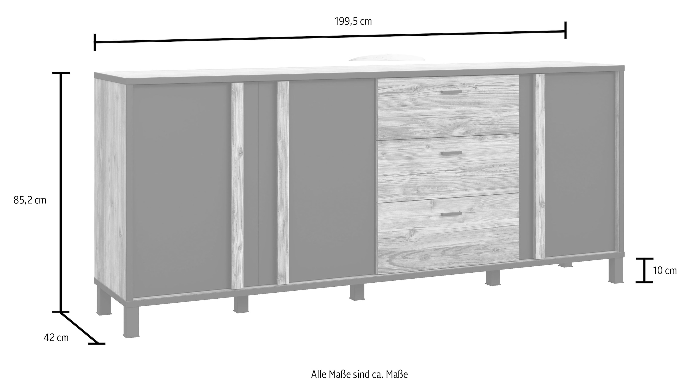 FORTE Sideboard »Hayato«, Breite ca. 199 cm