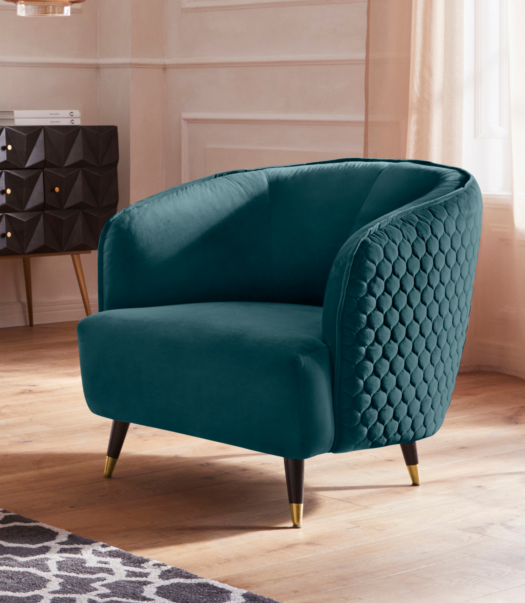 Guido Maria Kretschmer Home&Living Sessel »Oradea Cocktailsessel«, mit eleganter Steppung auf Rückseite der Rückenlehne