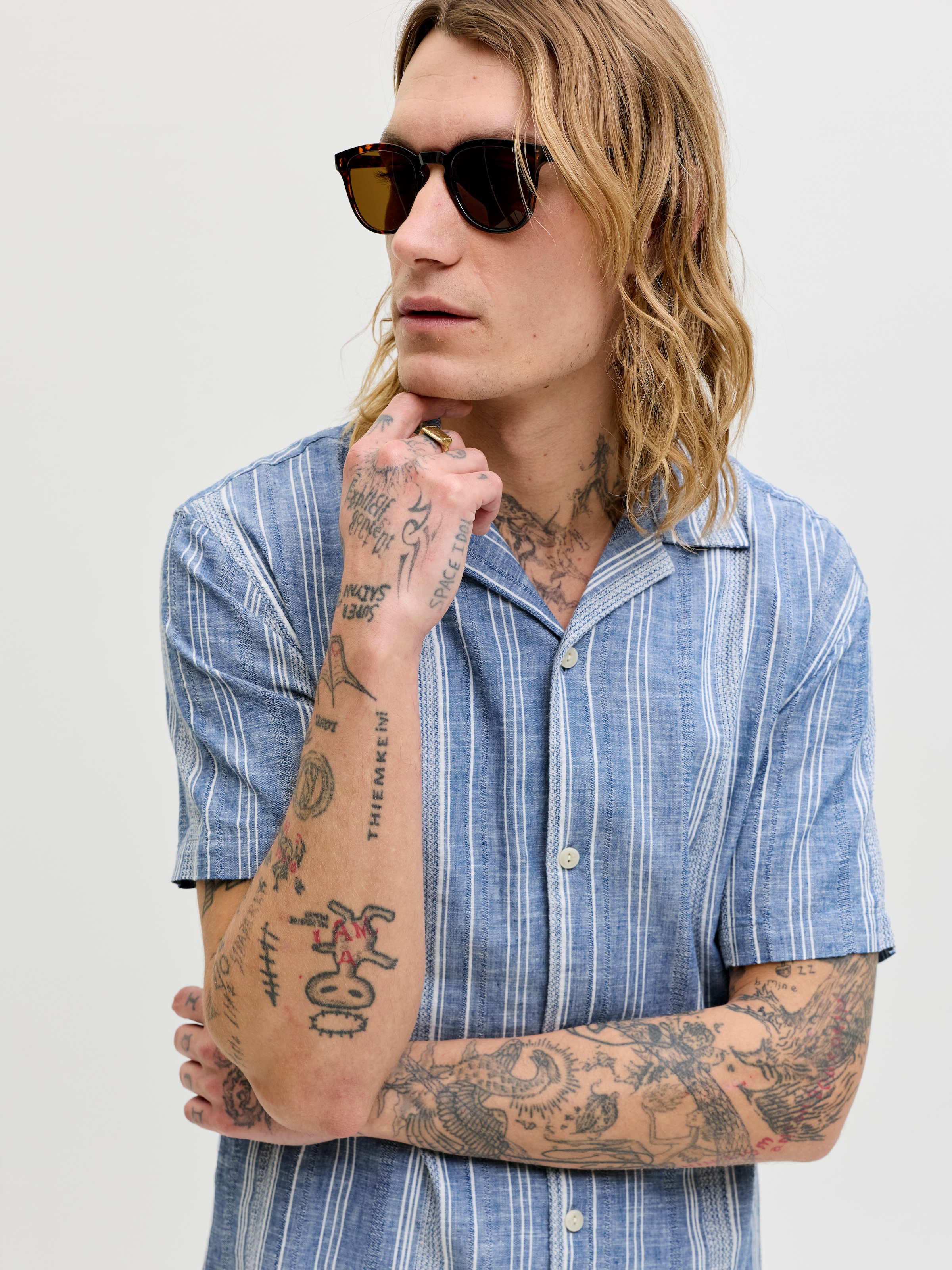 Jack & Jones Kurzarmhemd »JPRBLUSUMMER LIN. BLEN DOBBY SS SHIRT SN«