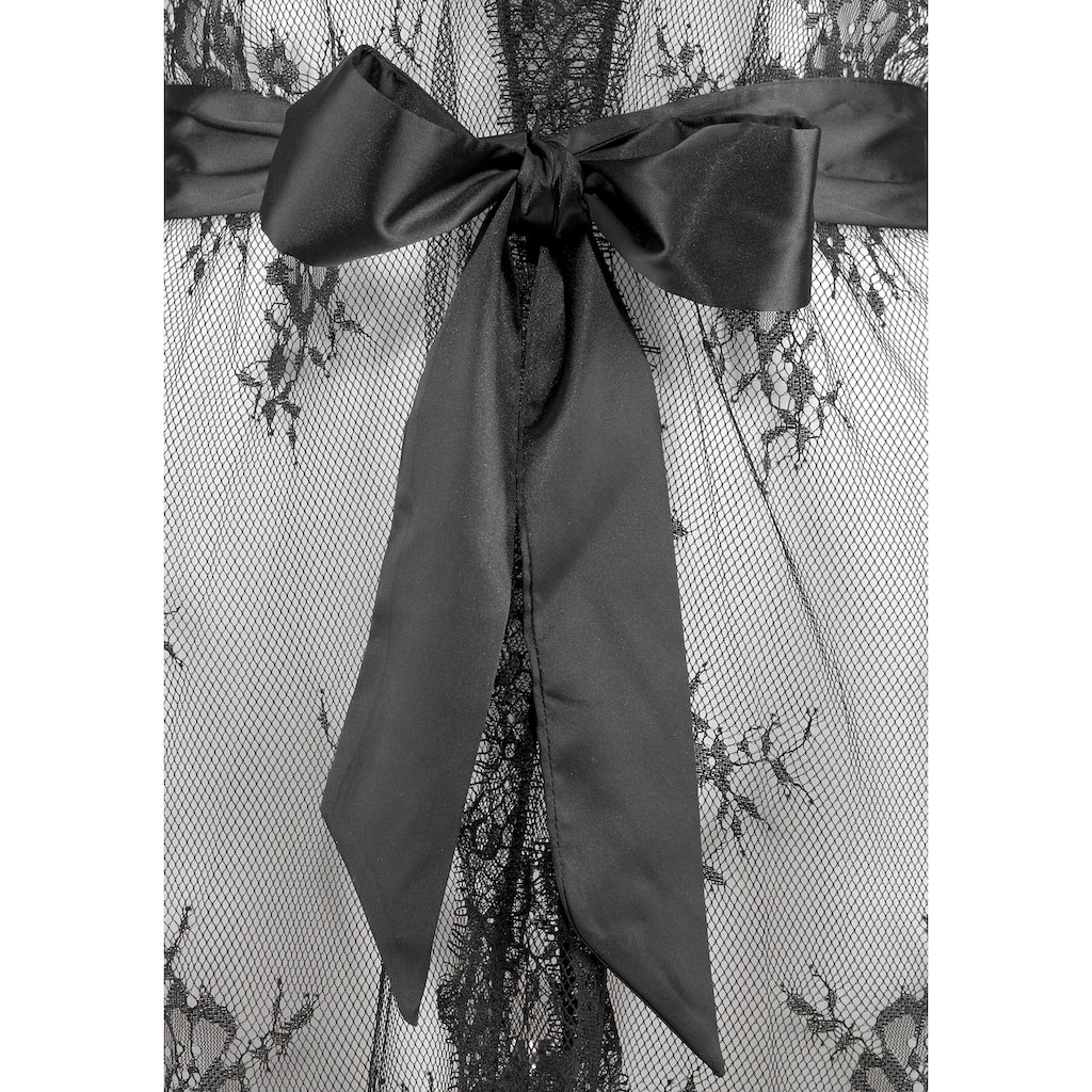 LASCANA Kimono, aus transparenter Eyelashspitze, sexy Dessous, Reizwäsche