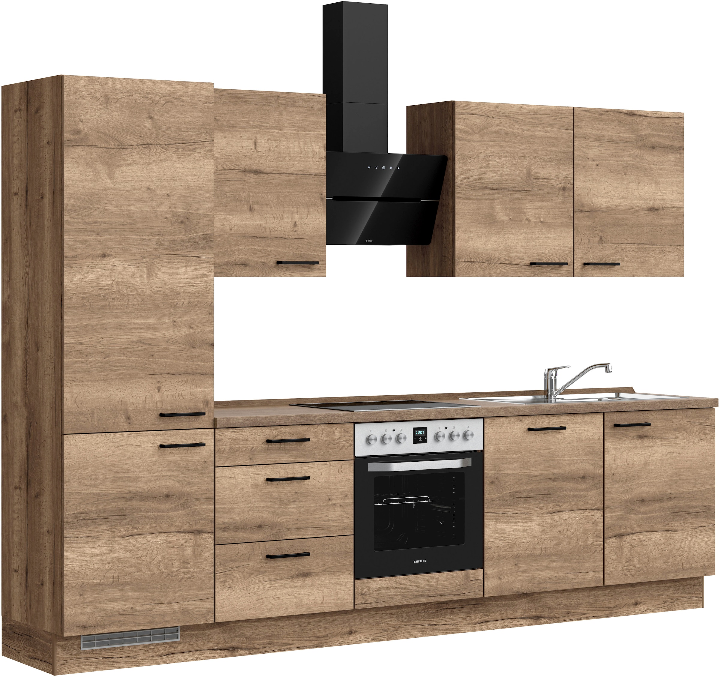 nobilia® Küchenzeile »"Structura II"« vormontiert, Ausrichtung wählbar, Breite 300 cm, wahlw. mit E-Geräten