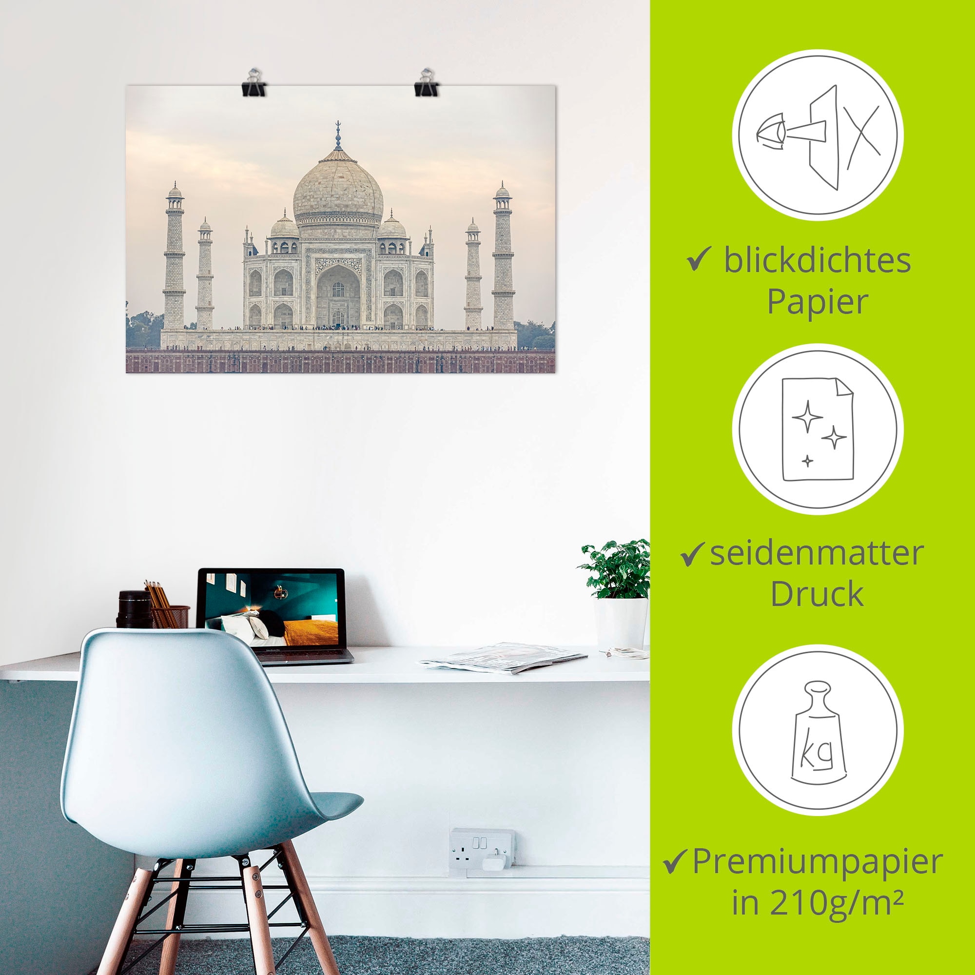 Artland Wandbild »Taj Mahal«, Gebäude, (1 St.), als Alubild, Outdoorbild, Poster in verschied. Größen