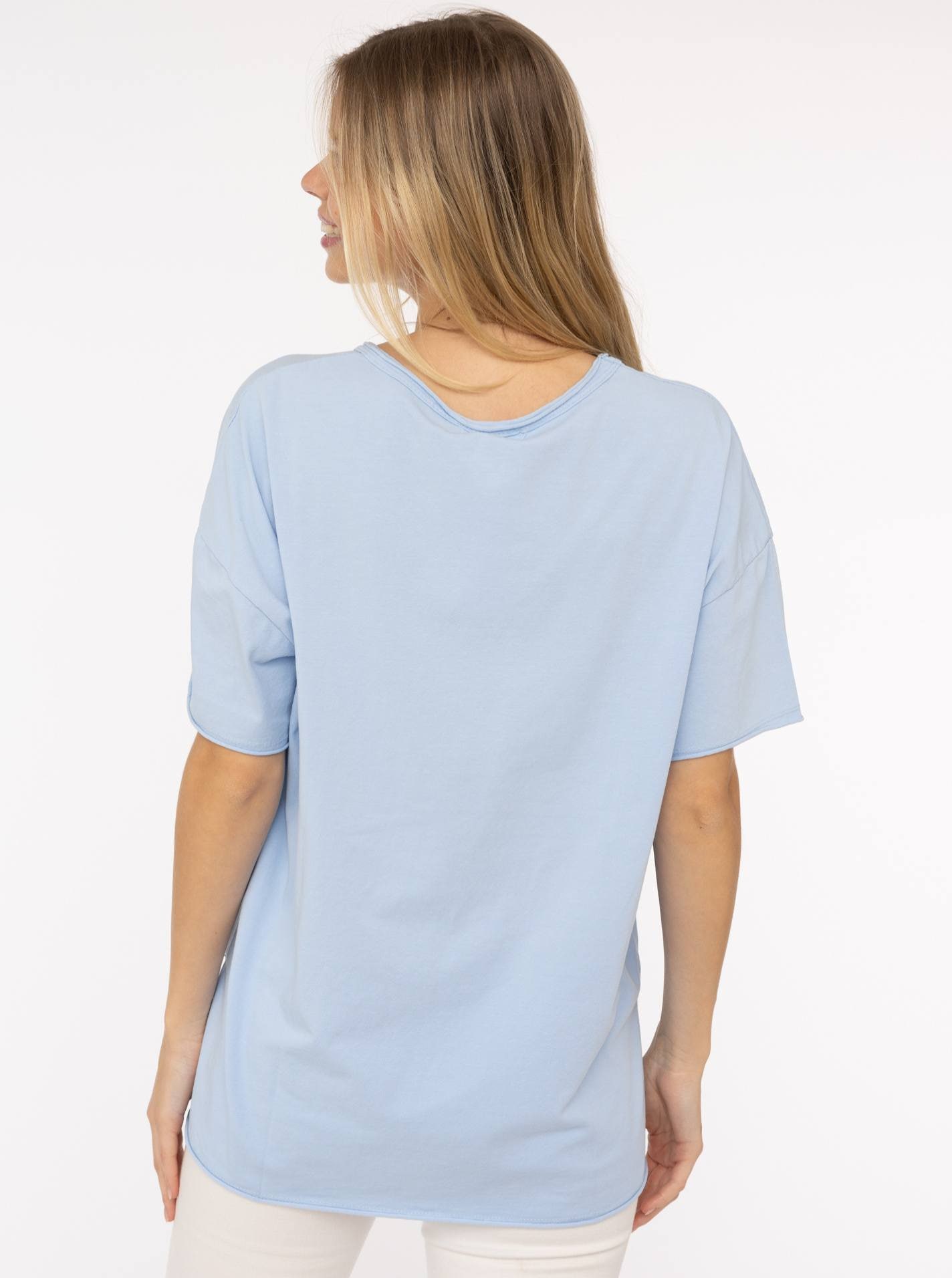 Zwillingsherz Kurzarmshirt »Oversized Shirt Stempeldruck "Moin"«, Kurzarm, tiefer Rundhalsausschnitt, Schriftzug, Baumwollmischung