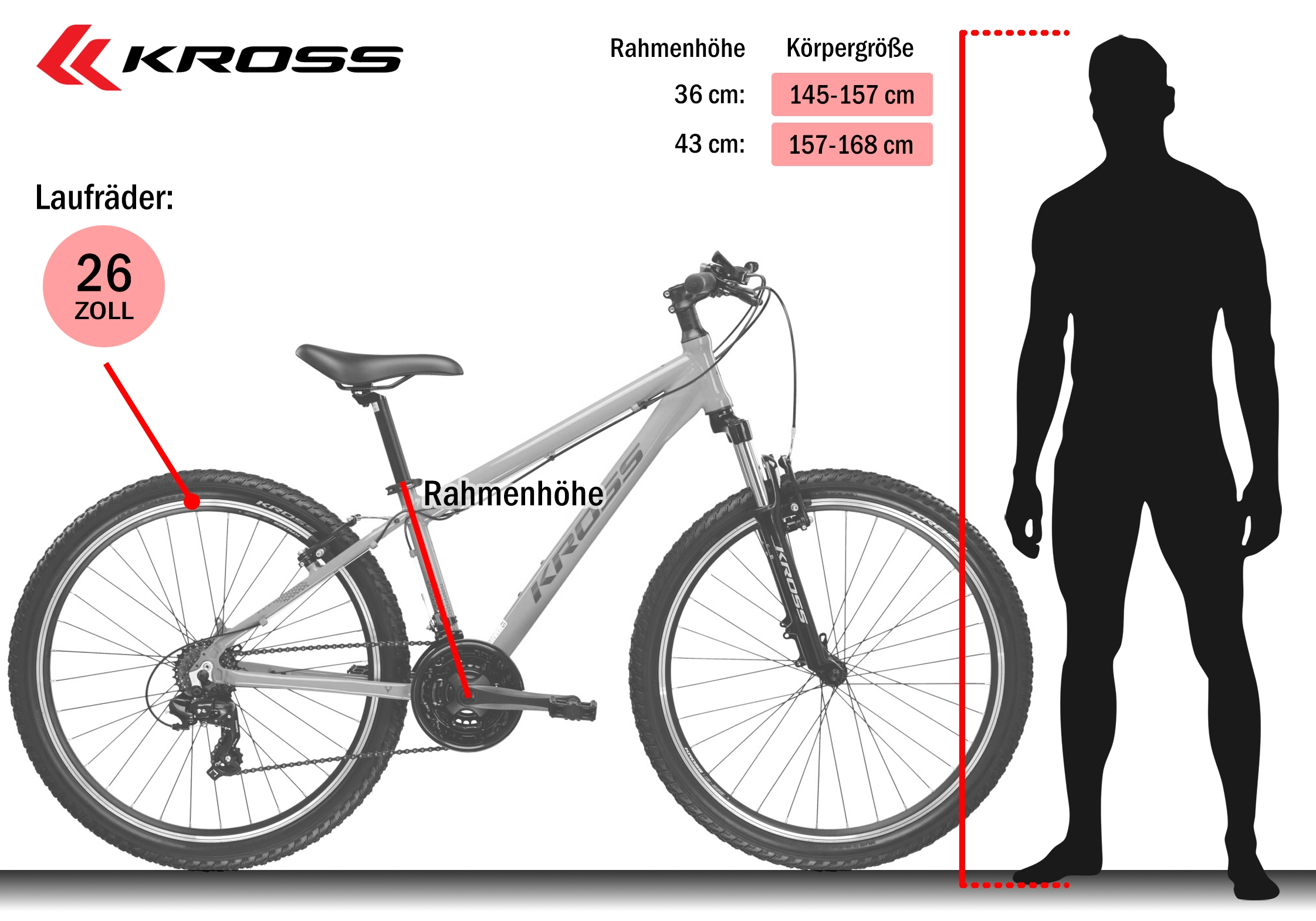 Kross Mountainbike »KROSS Mountainbike Hardtail 26" Hexagon 1.0 orange 21 Gänge« 21 Gang Shimano TOURNEY TY300 Schaltwerk Kettenschaltung