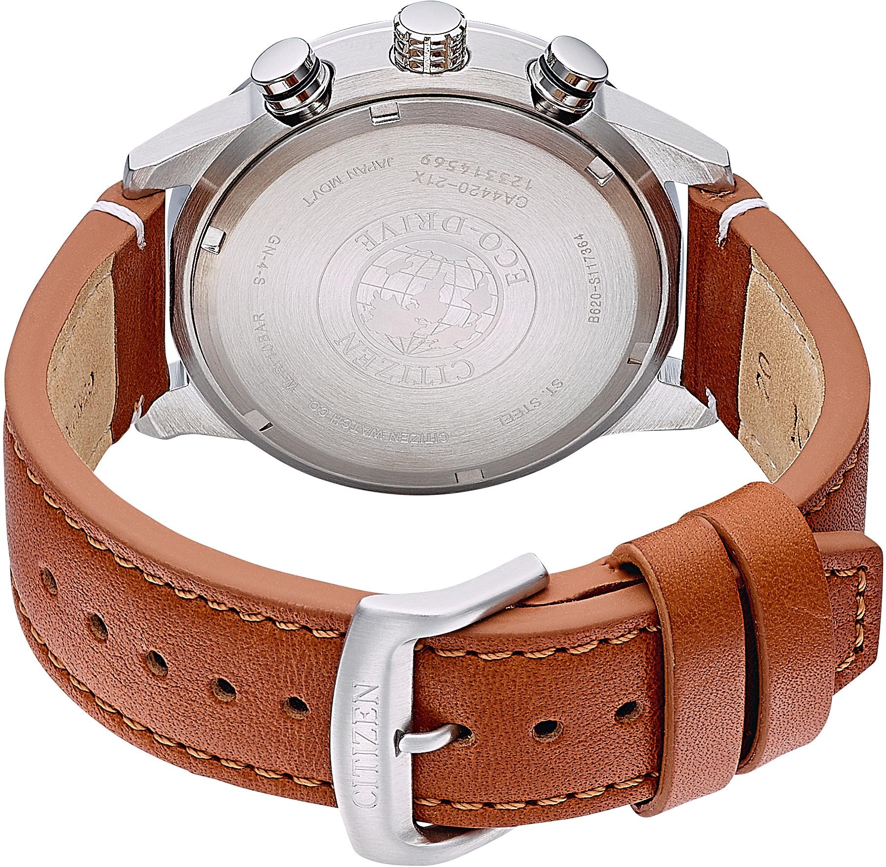 Citizen Chronograph, Armbanduhr, Herrenuhr, Solar, Datum, Stoppfunktion, Lederarmband