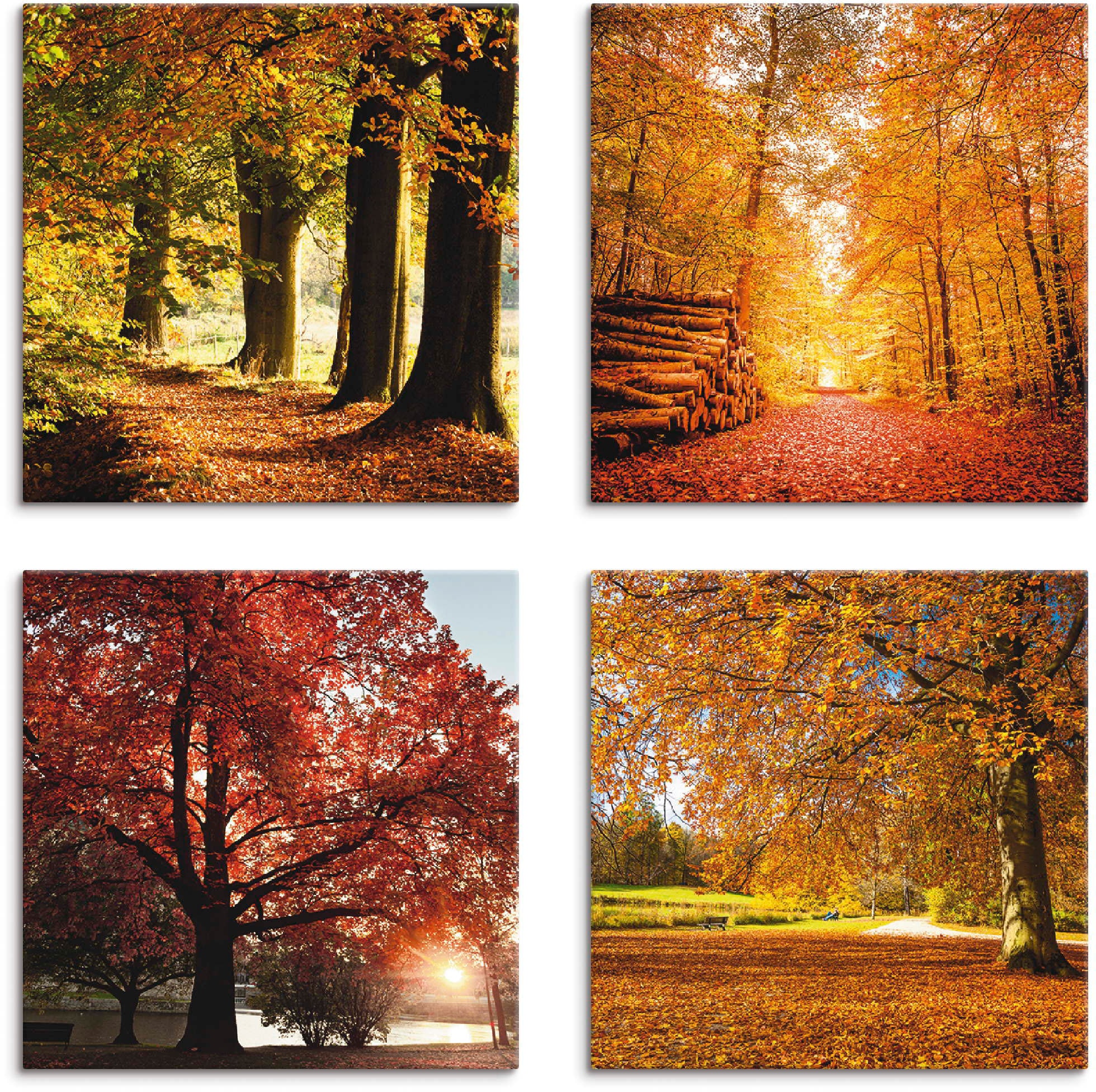 Artland Leinwandbild »Herbstlandschaft«, Bäume, (4 St.), 4er Set, verschied günstig online kaufen