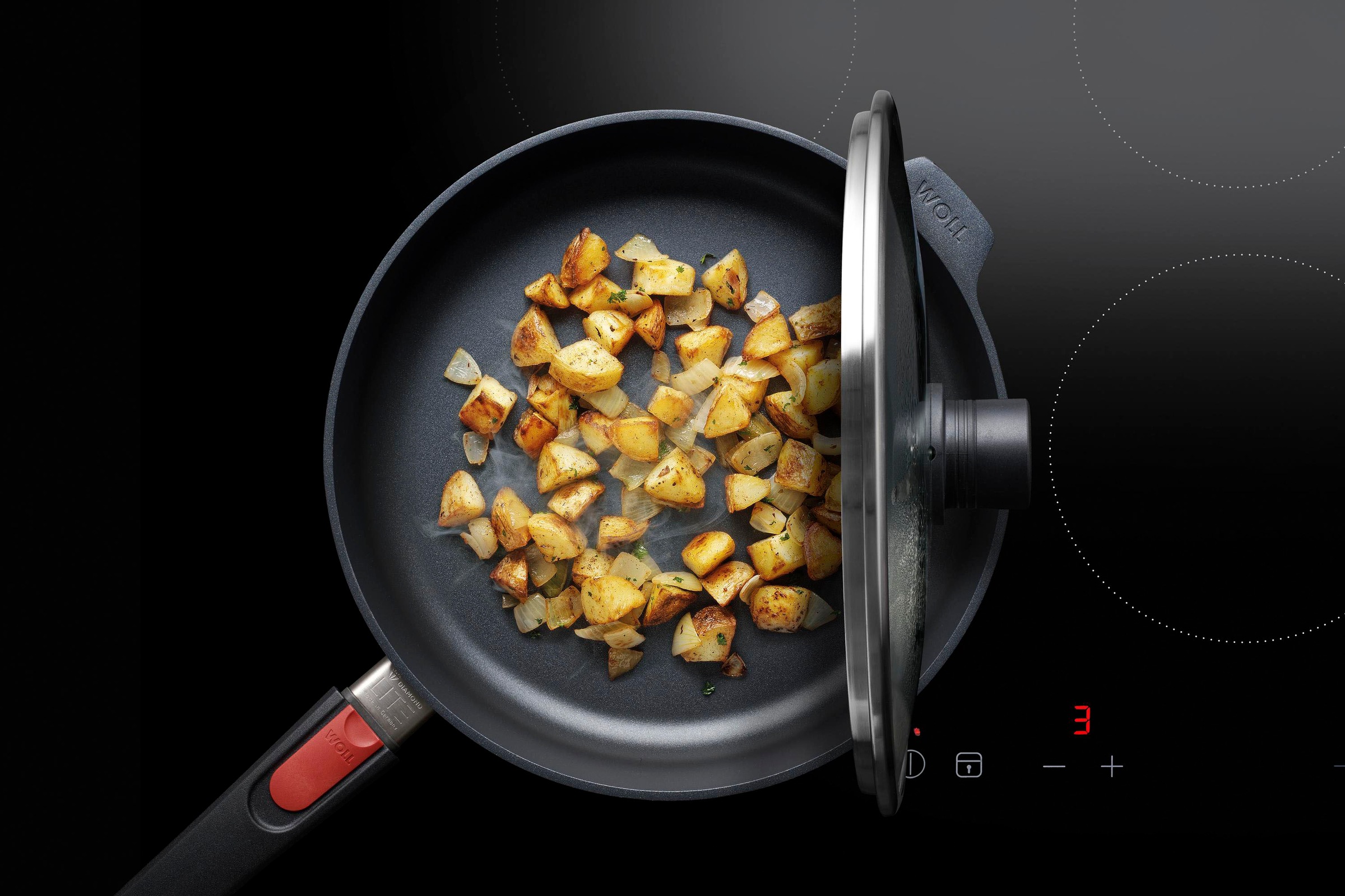 WOLL MADE IN GERMANY Schmorpfanne »Diamond Lite«, Aluminiumguss, (1 tlg.), von Hand gegossen, abnehmbarer Griff, Ø 32 cm, Made in Germany