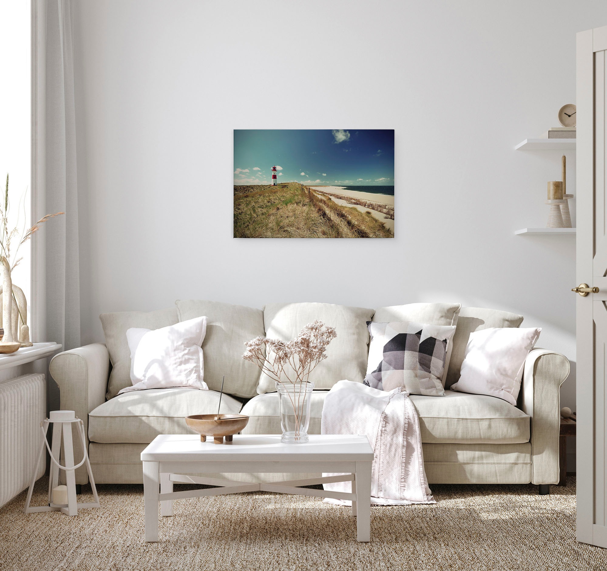A.S. Création Leinwandbild »Lighthouse«, Kunst-Gemälde-Kinder, (1 St.), Strand Dünen Meer Keilrahmen Natur Leinwand-Bild Wohnzimmer modern
