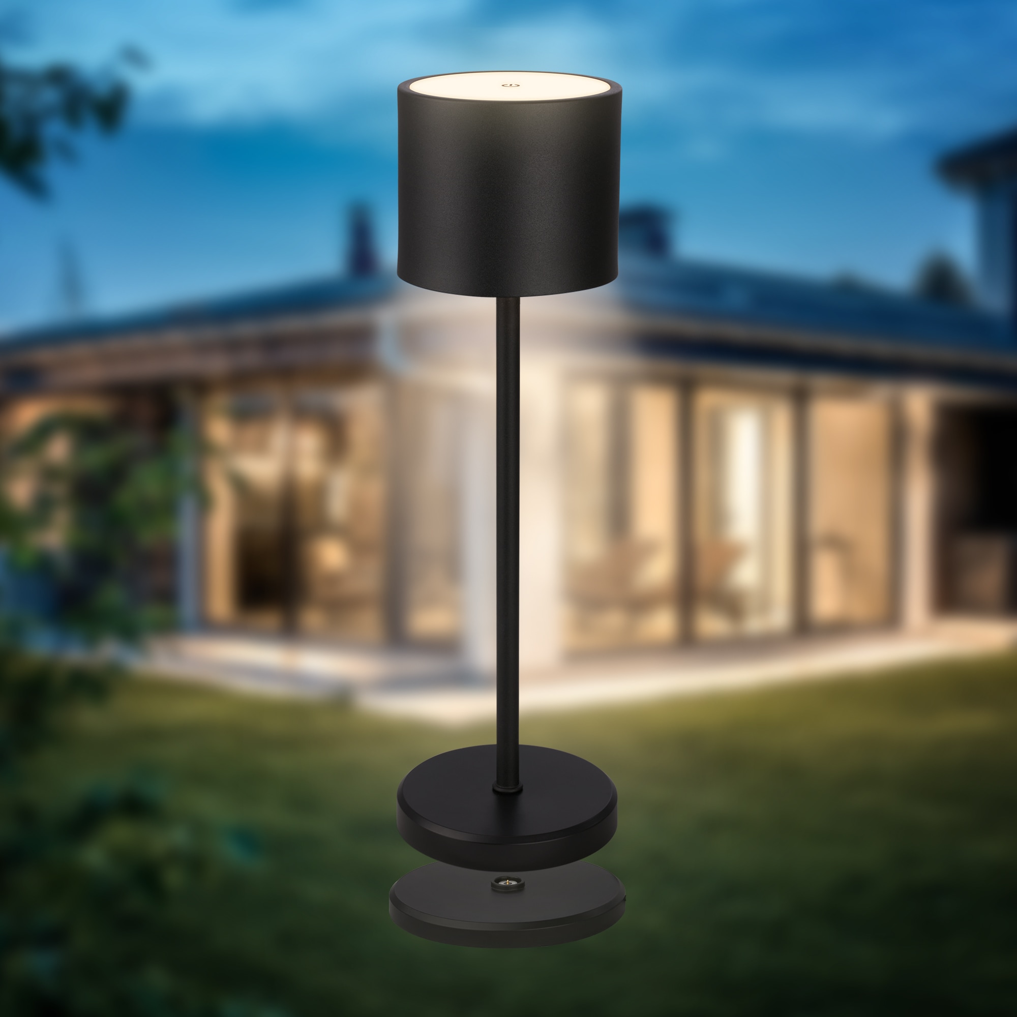 B.K.Licht Außen-Tischleuchte »BK_TL1608 Akku Tischlampe mit Ladestation, 3-Stufen Touchdimmer, IP44«, 1 flammig, Leuchtmittel LED-Modul | LED fest integriert, 3.000 K, 230 Lm, 2,5W, Akku wechselbar, max. 12h Leuchtdauer, Weiß