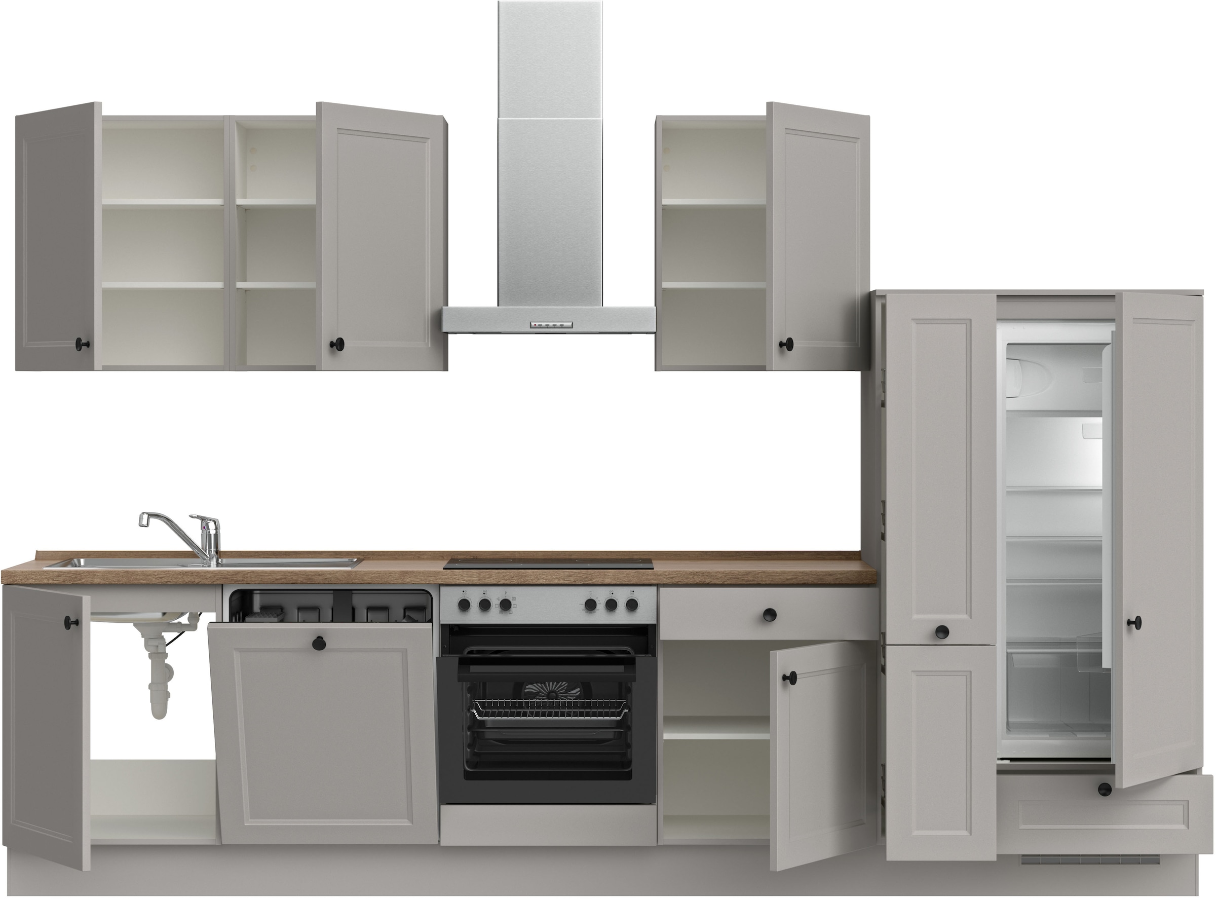 nobilia® Küchenzeile »"Cascada I"«, vormontiert, Ausrichtung wählbar, Breite 330 cm, wahlw. mit E-Geräten