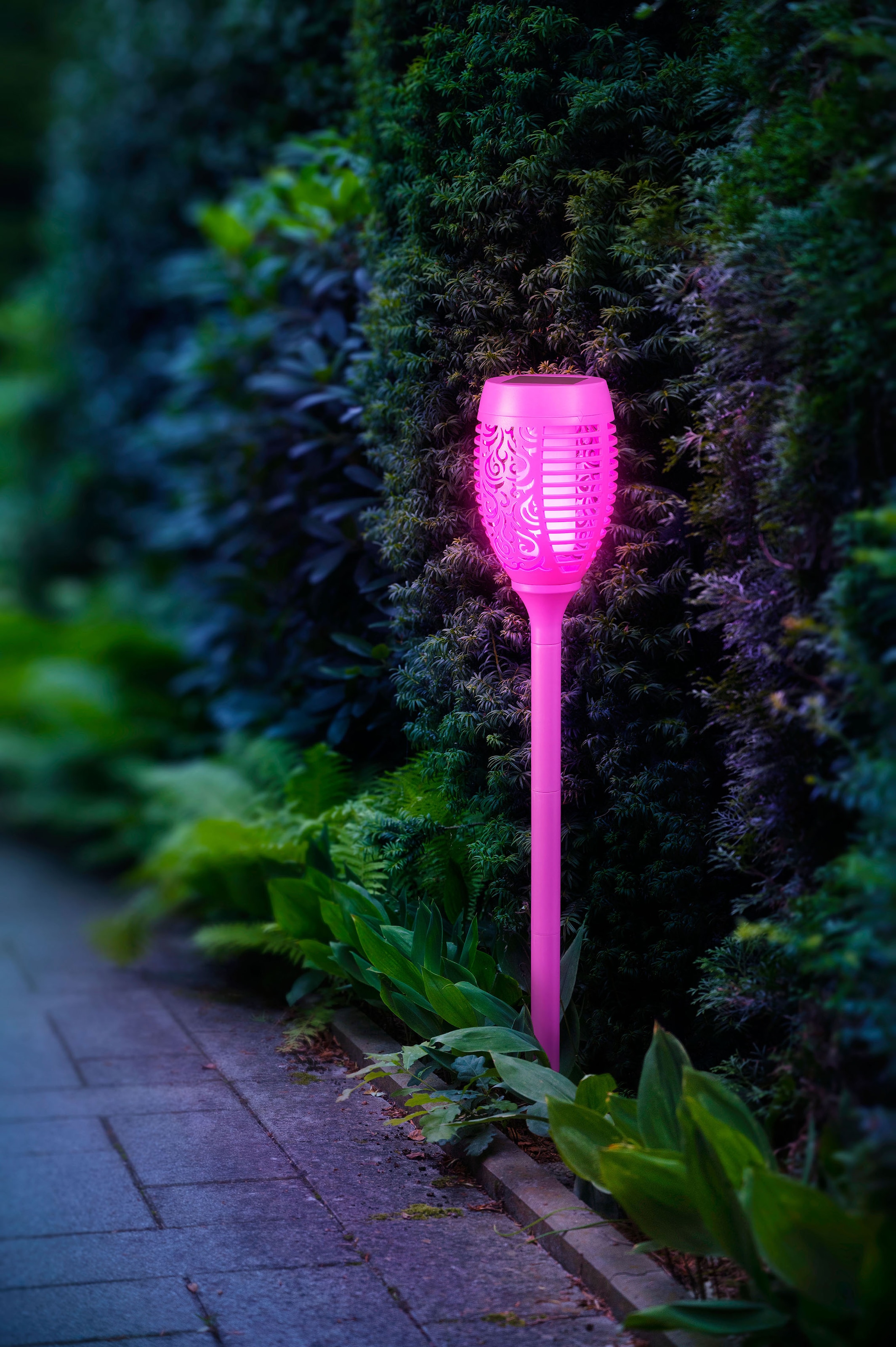 BONETTI LED Gartenfackel, Leuchtmittel LED-Modul | LED fest integriert, LED Solar Gartenfackel mit realer Flamme 3er Set