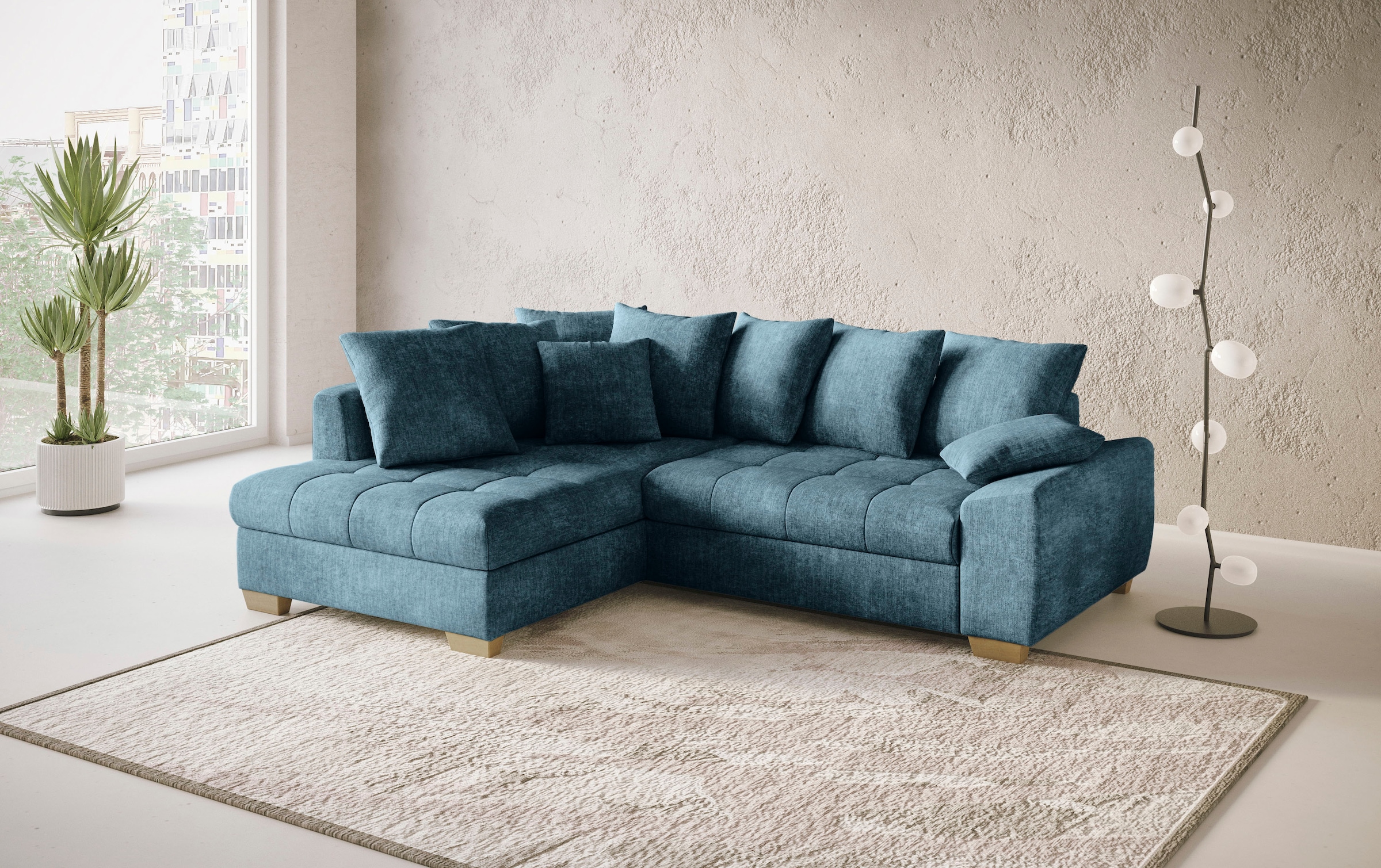 Mr. Couch Ecksofa »Nikita II, L-Form«, Wahlweise mit Bettfunktion, Bettkasten & RGB-LED-Beleuchtung