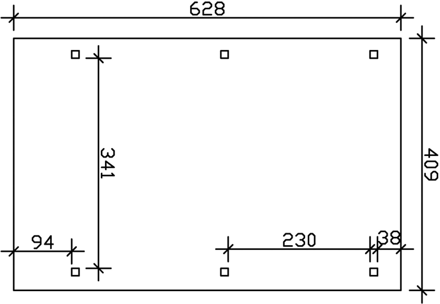 Skanholz Einzelcarport »Wendland« Leimholz 341 cm Natur mit EPDM-Dach, rote Blende