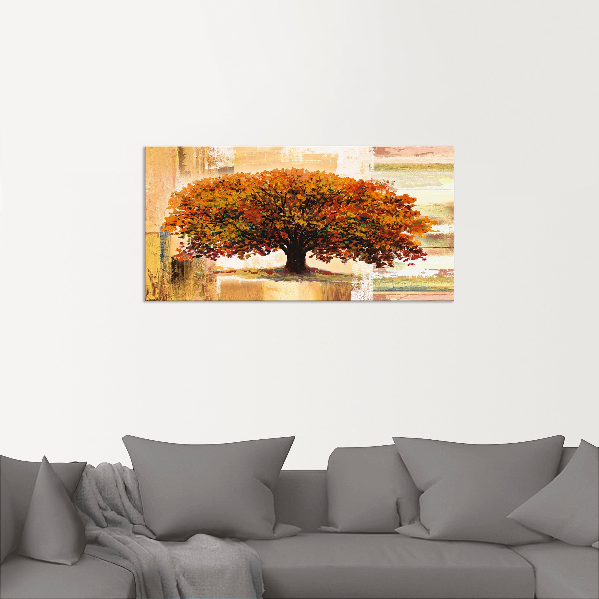 Artland Wandbild »Herbstbaum auf abstraktem Hintergrund«, Bäume, (1 St.), als Alubild, Outdoorbild, Leinwandbild, Poster in verschied. Größen