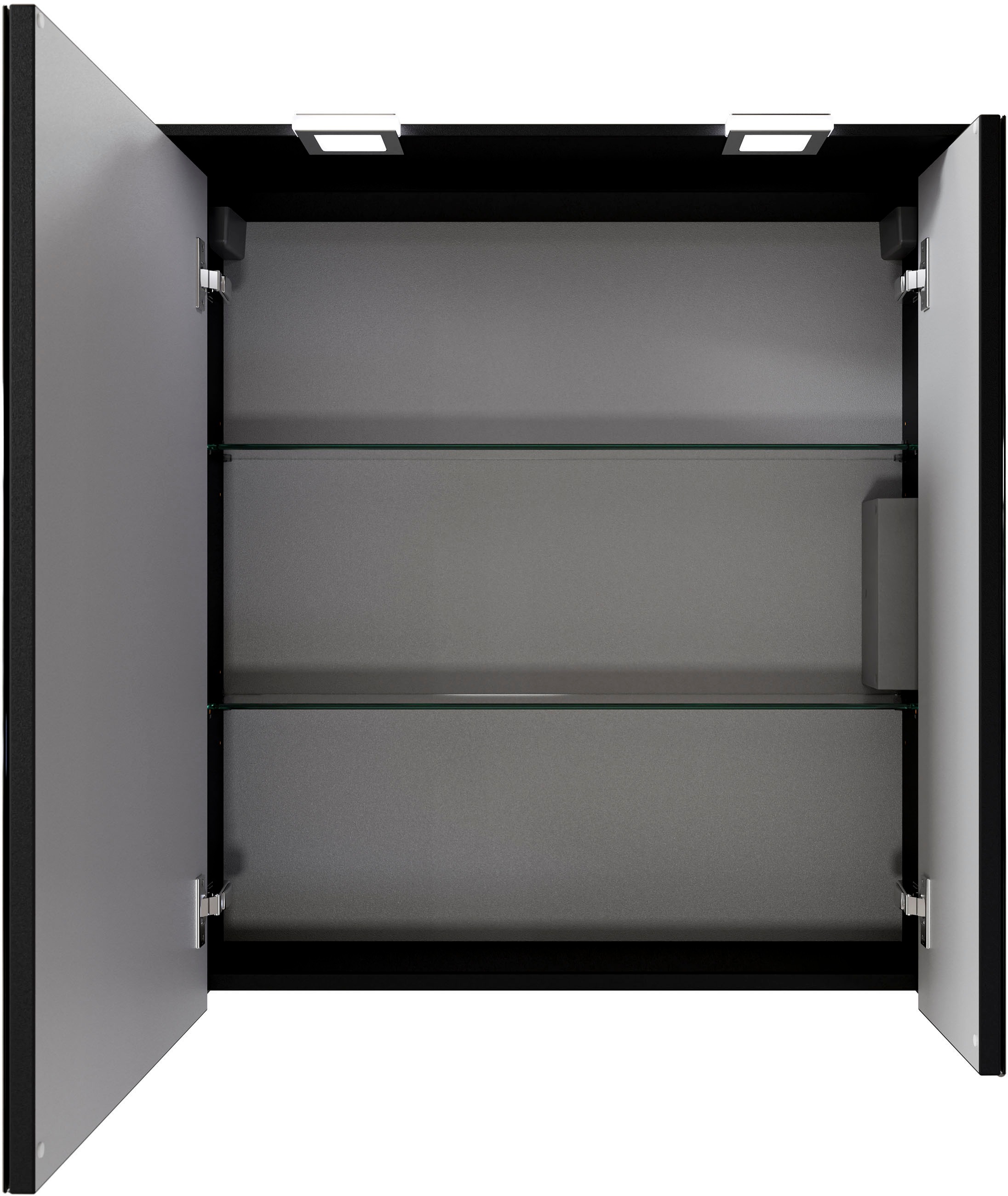 Saphir Badmöbel-Set »Serie 6025 2-teilig Mineralmarmor-Waschtisch mit LED-Spiegelschrank«, (2 St.), Waschplatz 67 cm breit, 2 Schubladen, 2 Spiegel-Türen, inkl Türdämpfer