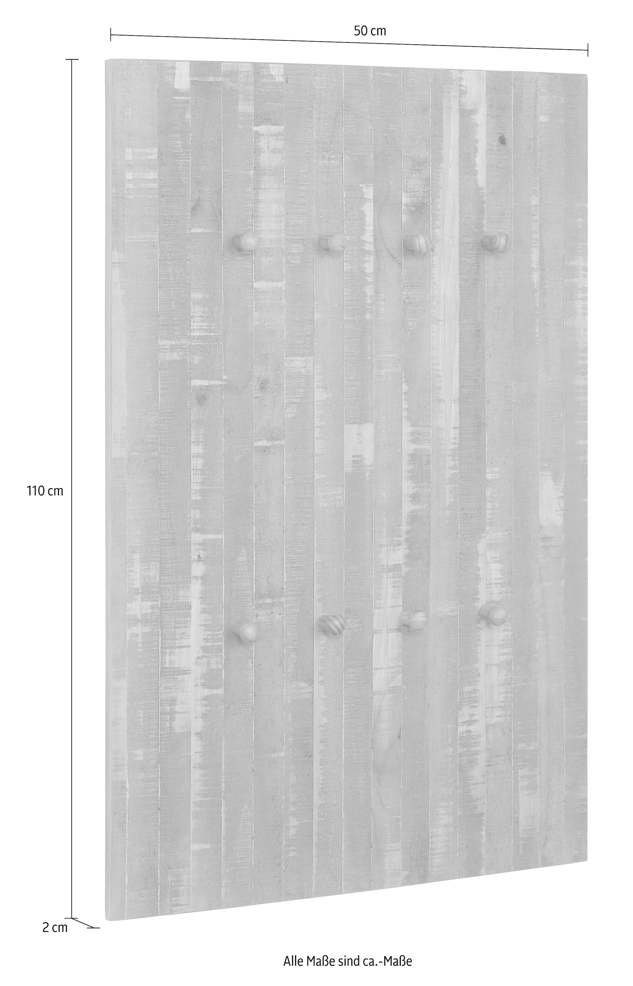Home affaire Garderobenpaneel »Rondo«, mit 8 massivem Holzhaken, im Shabby-Look, Breite 75 cm