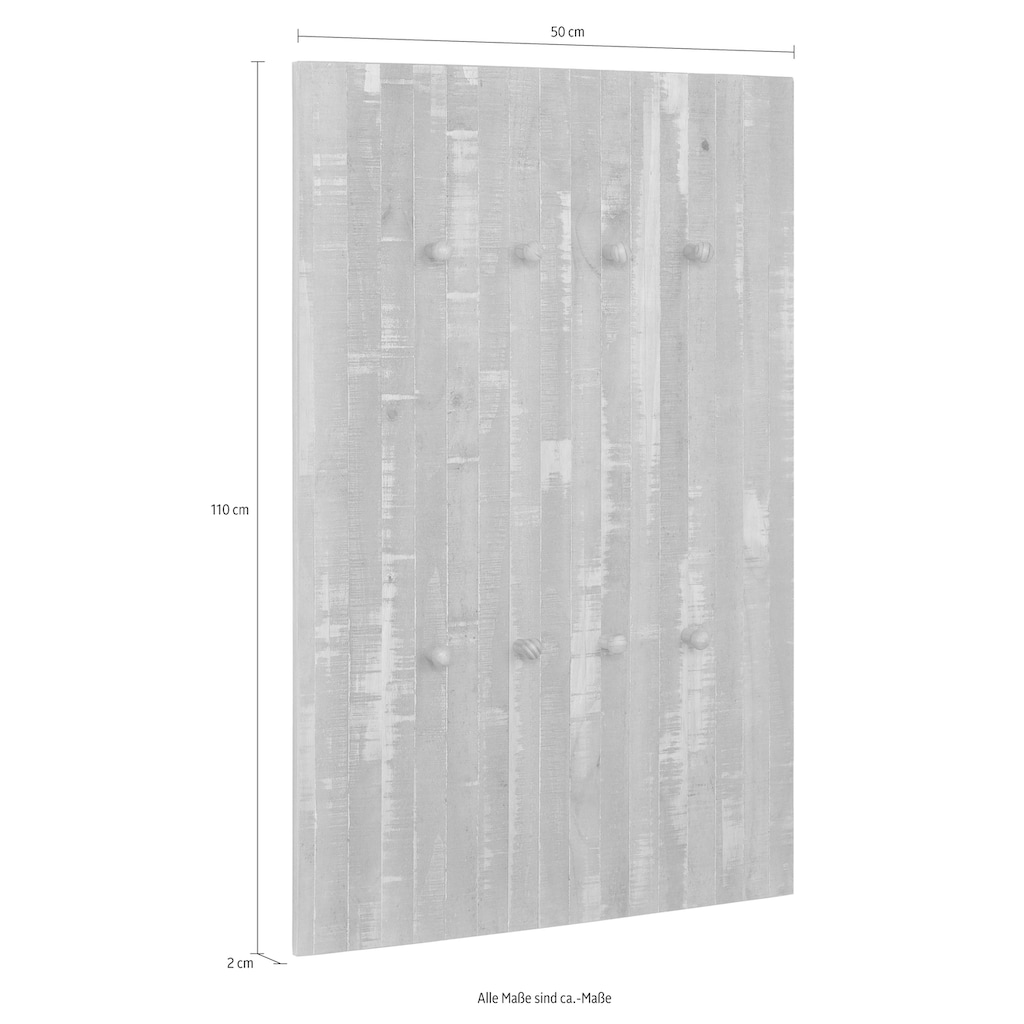 Home affaire Garderobenpaneel »Rondo«, mit 8 massivem Holzhaken, im Shabby-Look, Breite 75 cm