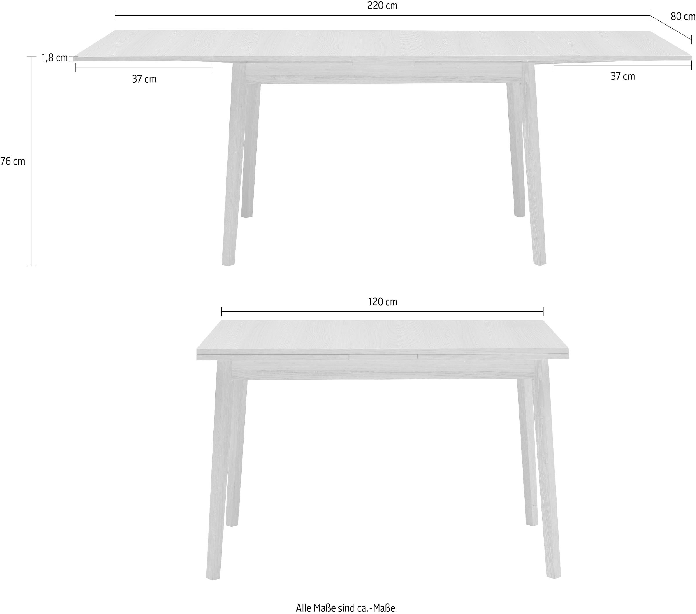 Hammel Furniture Esstisch »Basic Single, schnell innenliegende Einlegeplatten ausziehbar,«, 120(220)x80 cm, Melamin / Massivholz, stabiler dänische Design Tisch