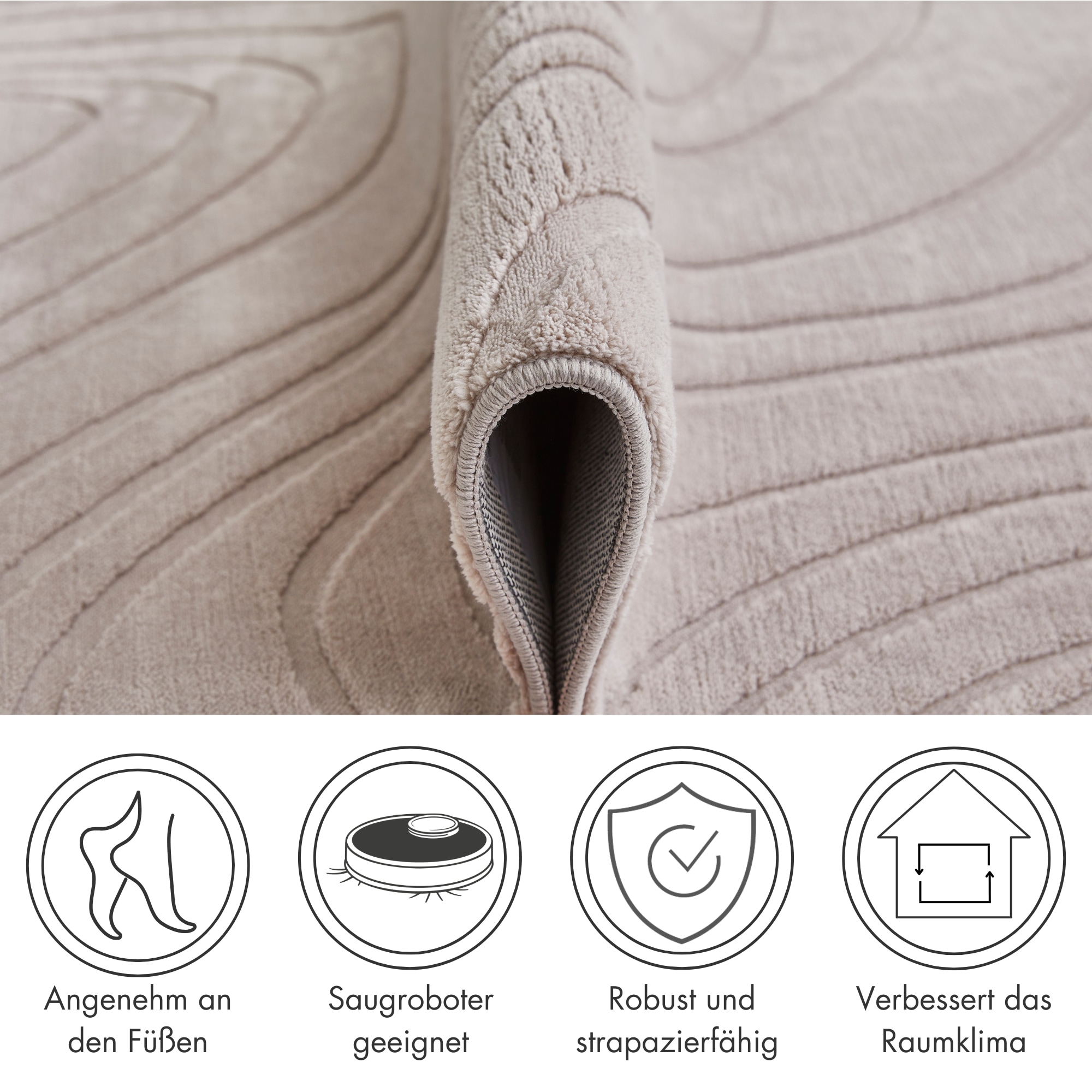 Andiamo Teppich »Dale«, rechteckig, 10 mm Höhe, Uni Farben, Hoch-Tief-Struktur, Carving-Effekt, Wohnzimmer