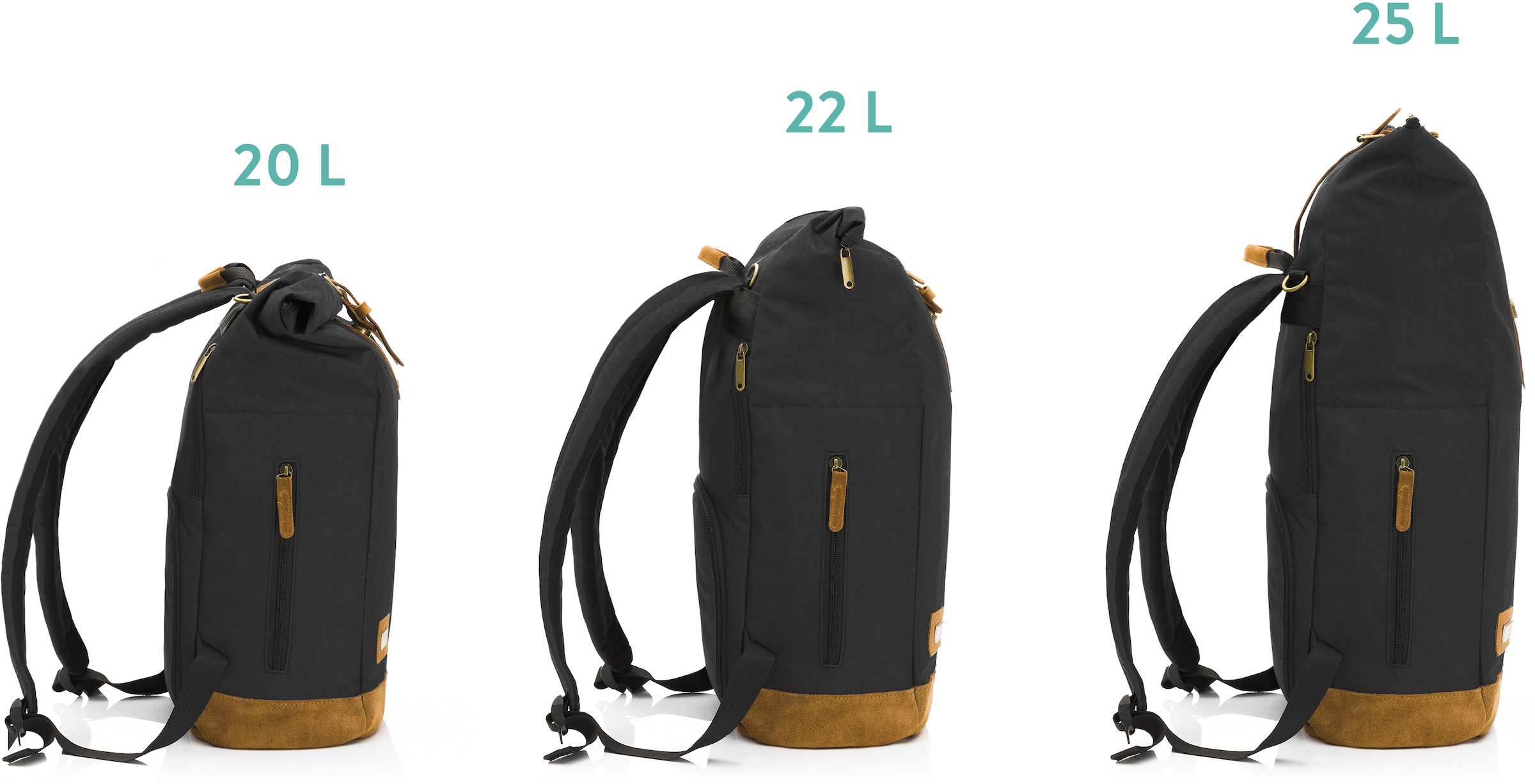 Fillikid Wickelrucksack »Rolltop Berlin, schwarz melange«, Reflektoren, inkl. Wickeltunterlage