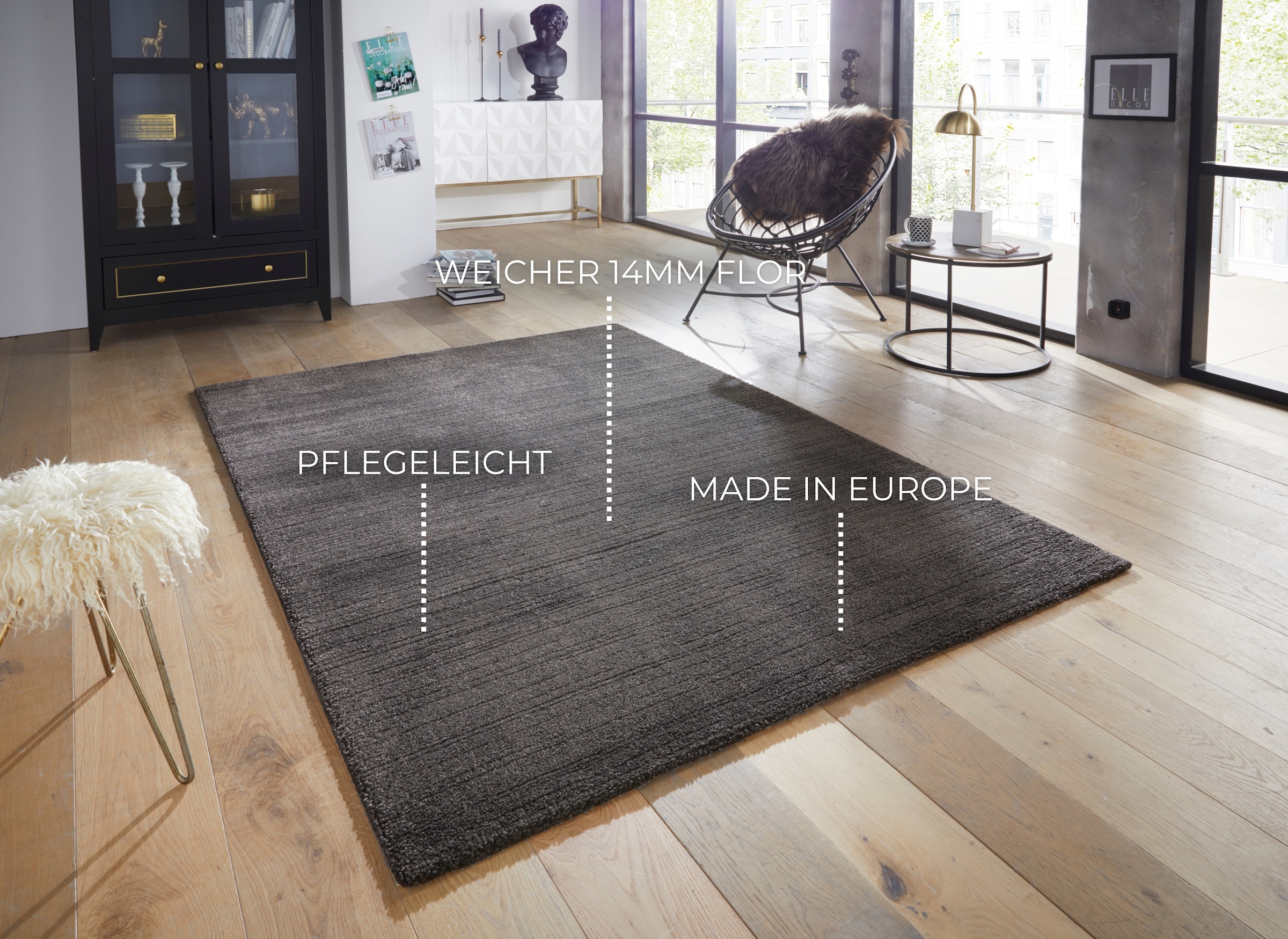 ELLE DECORATION Teppich »Loos«, rechteckig, 14 mm Höhe, Kurzflor, Weich, Un günstig online kaufen