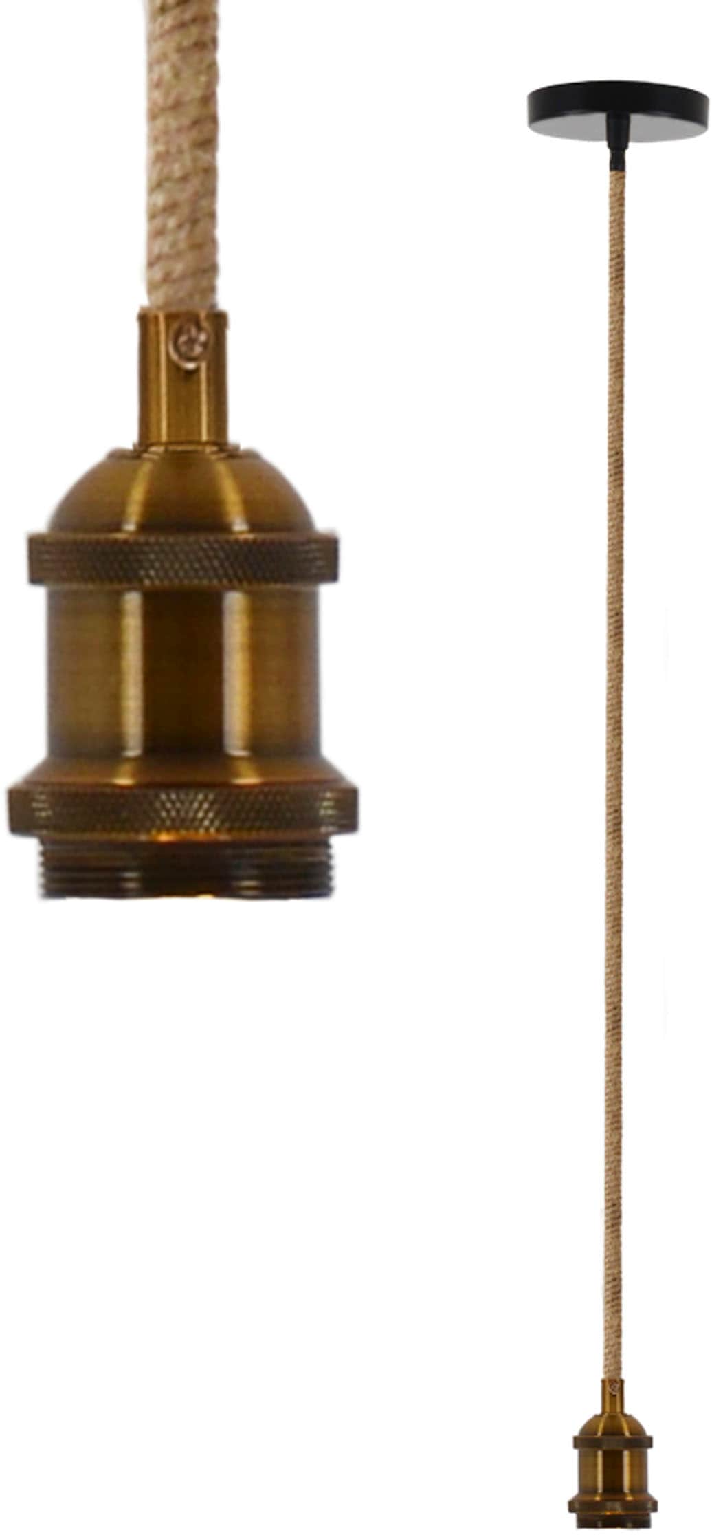 näve Hängeleuchte »Ontario«, 1 flammig, Leuchtmittel E27 | ohne Leuchtmittel, Metallbaldachin altmessing, mit Hanfseil, exkl. 1x E27, Höhe 96cm