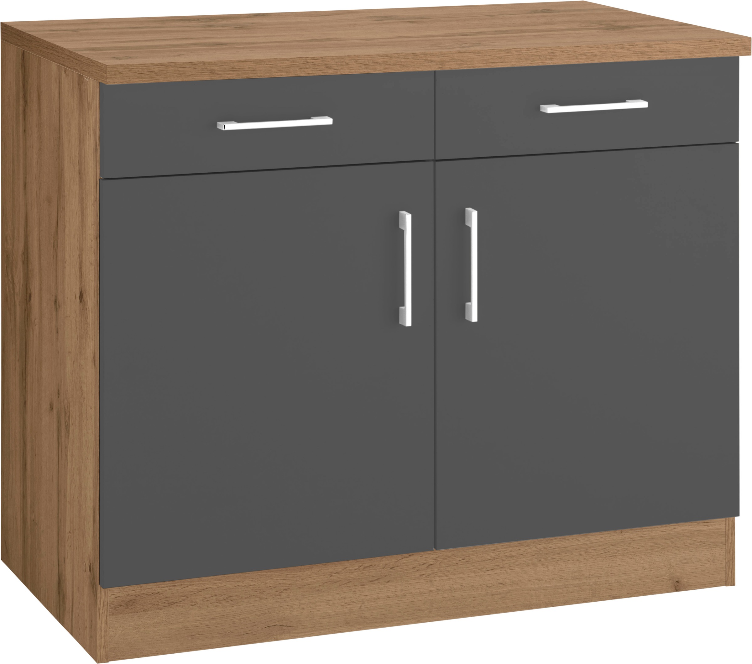 KOCHSTATION Unterschrank "KS-Colmar" 100 cm, mit Metallgriff, für viel Stau günstig online kaufen