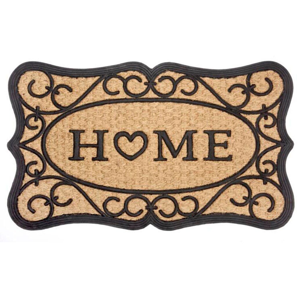 HANSE Home Fußmatte »Gummi-Kokos Heart Home Ornament«, rechteckig, Kokos, Gummi, Schmutzfangmatte, Outdoor, Rutschfest, Innen, Kokosmatte