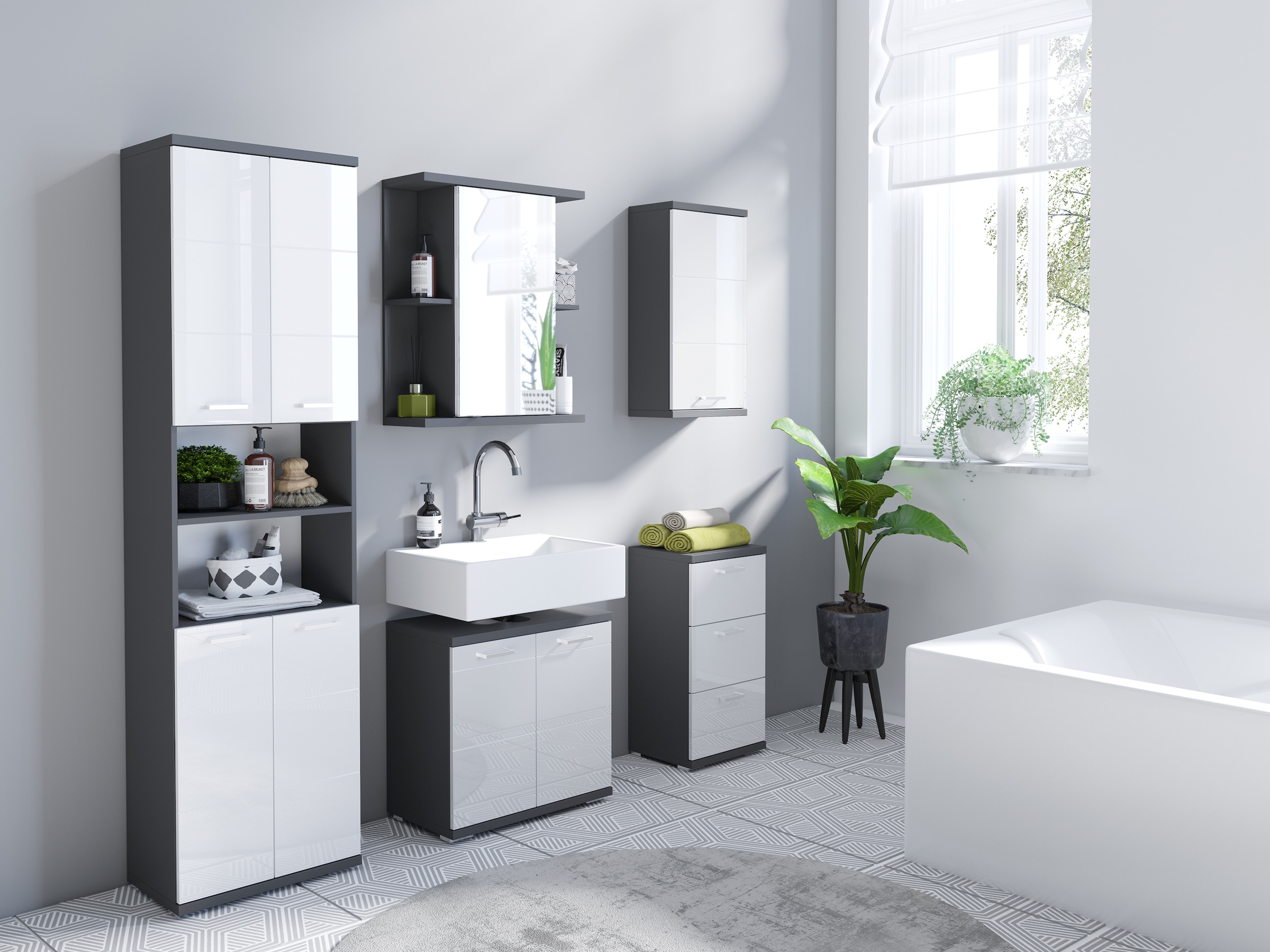 byLIVING Badkommode »Nebraska«, Breite 35 cm, Badezimmerschrank mit Metallgriffen, 3 Schubladen