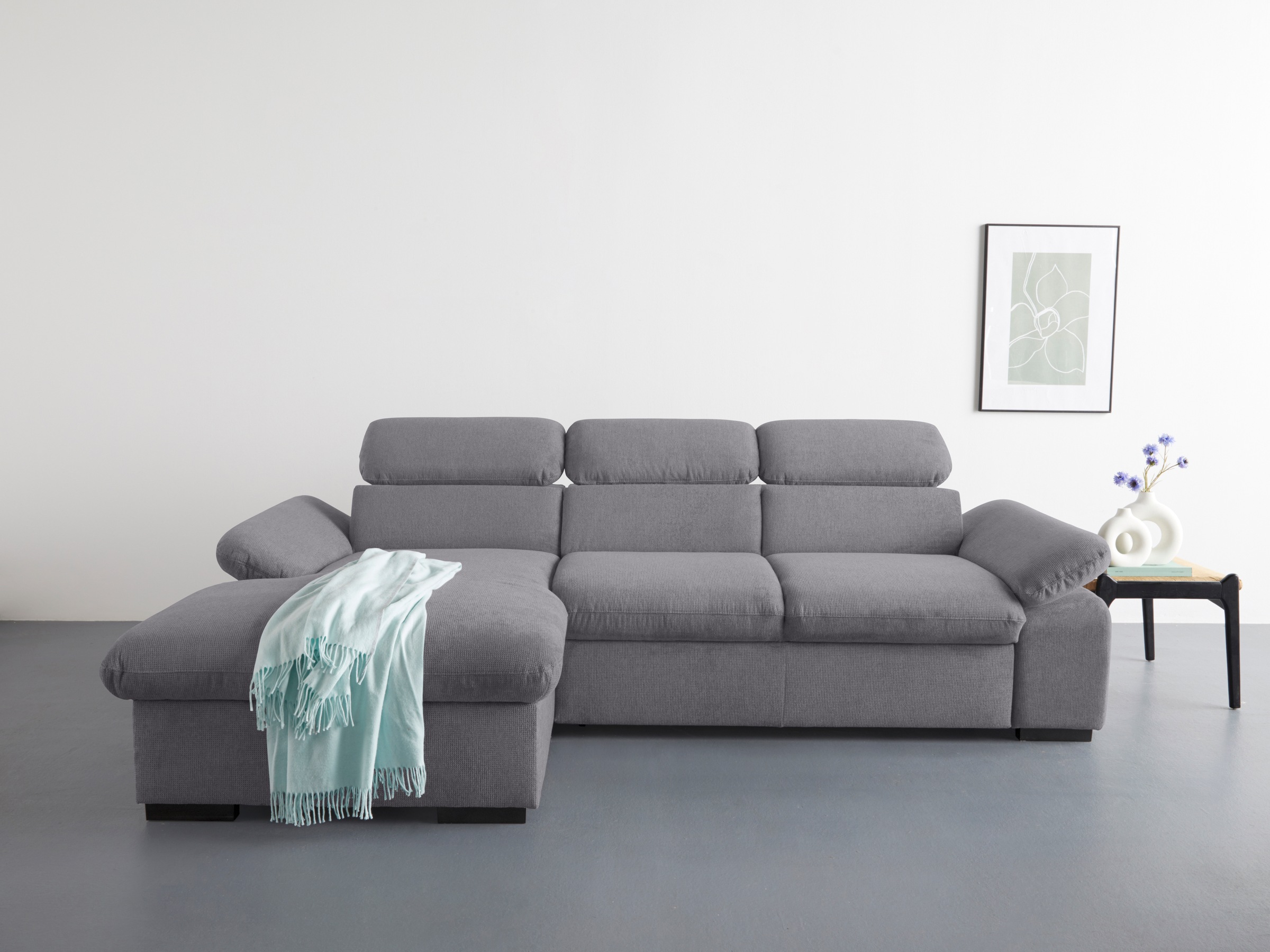 COTTA Ecksofa »Lola L-Form mit Kopfteilfunktion & Hocker« wahlweise mit Bet günstig online kaufen