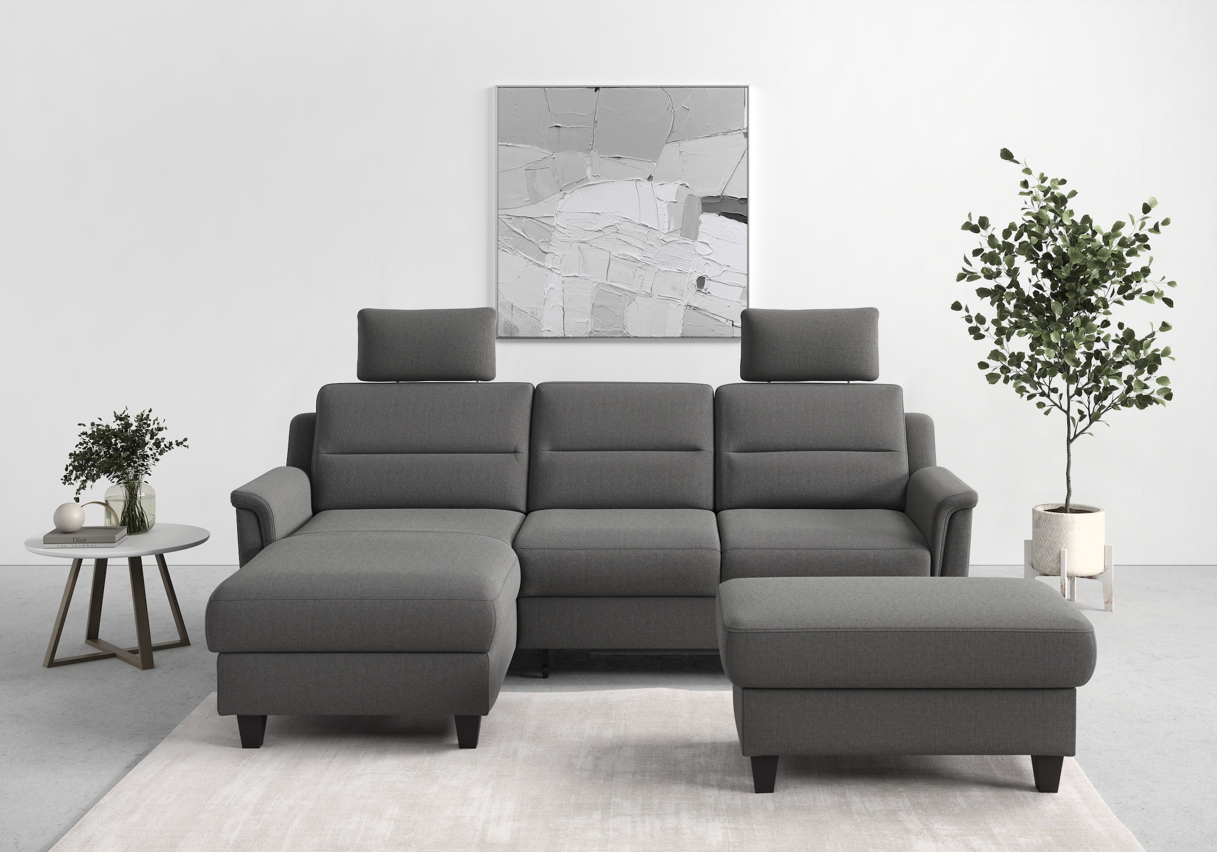 sit&more Ecksofa »Farö L-Form«, inklusive Federkern, wahlweise mit Bettfunktion und Bettkasten
