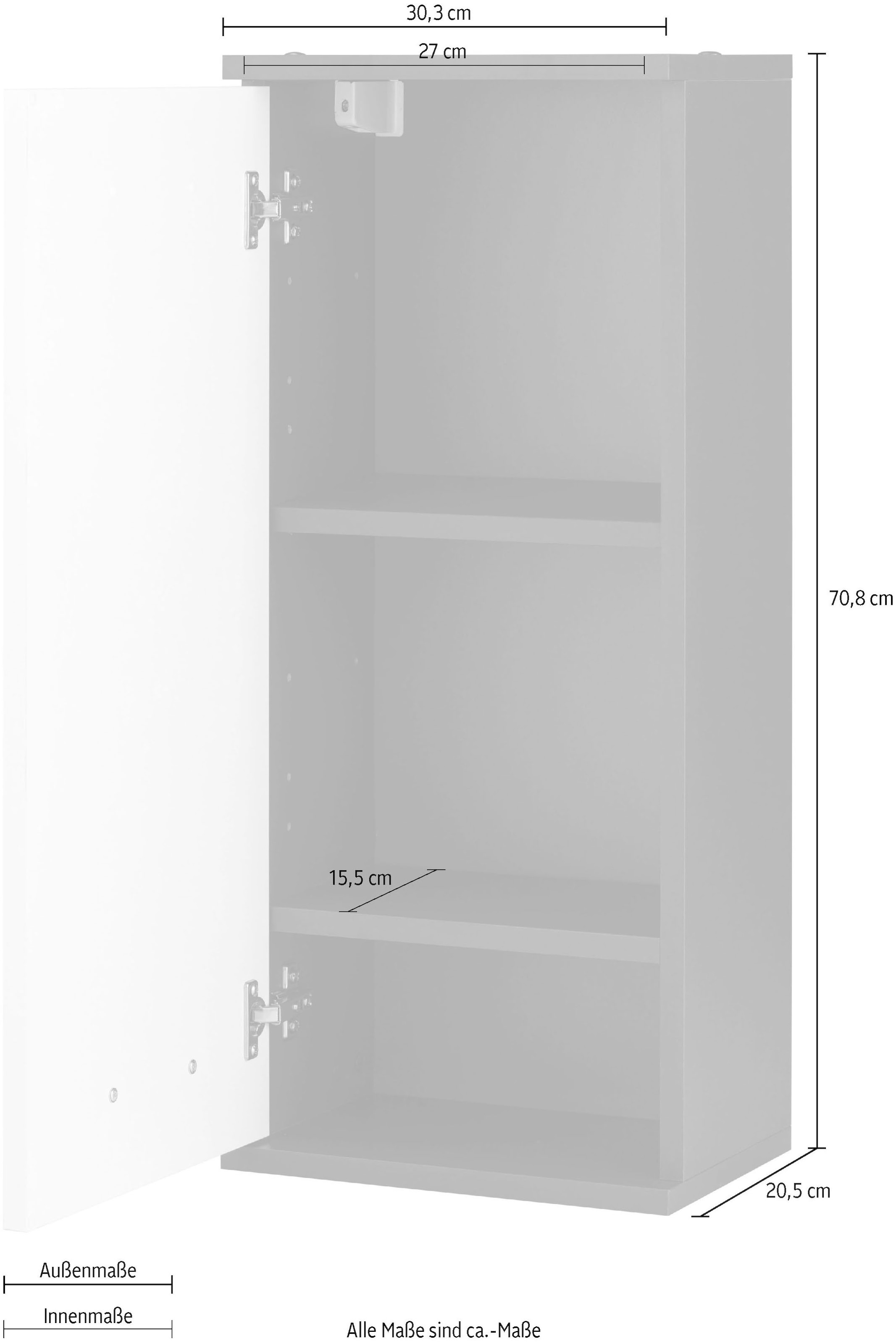 kaufen montierbar, cm, Badschrank Tür beidseitig online Schildmeyer Breite/Höhe: Hängeschrank 30,3/70,8 »Mobes«,