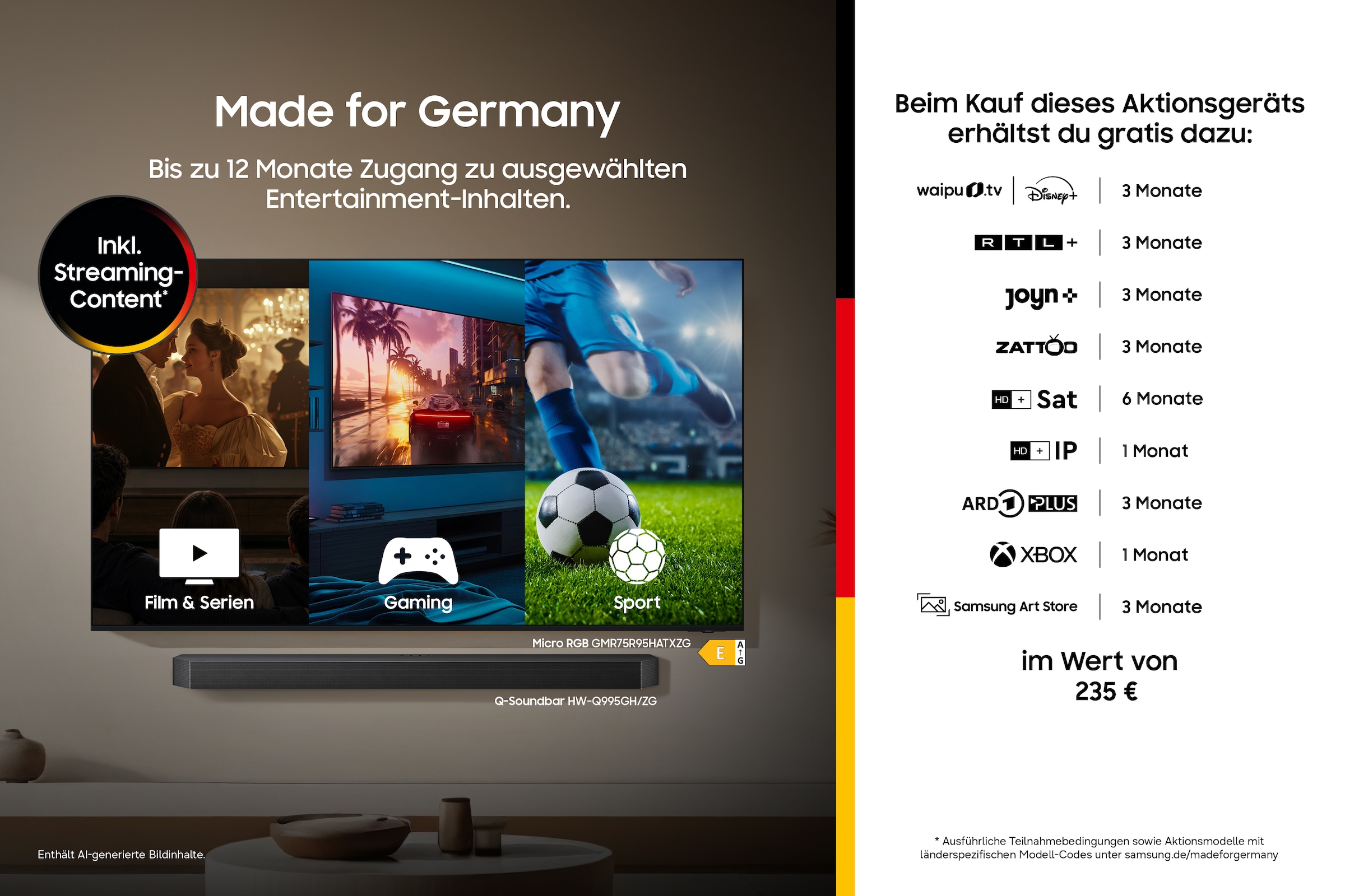 Samsung QLED-Fernseher »GQ65LS03HAU« 163 cm/65 ″ Smart-TV Art Mode Kunstwerken, Design wandbündig, Antireflexion mit Glare Free