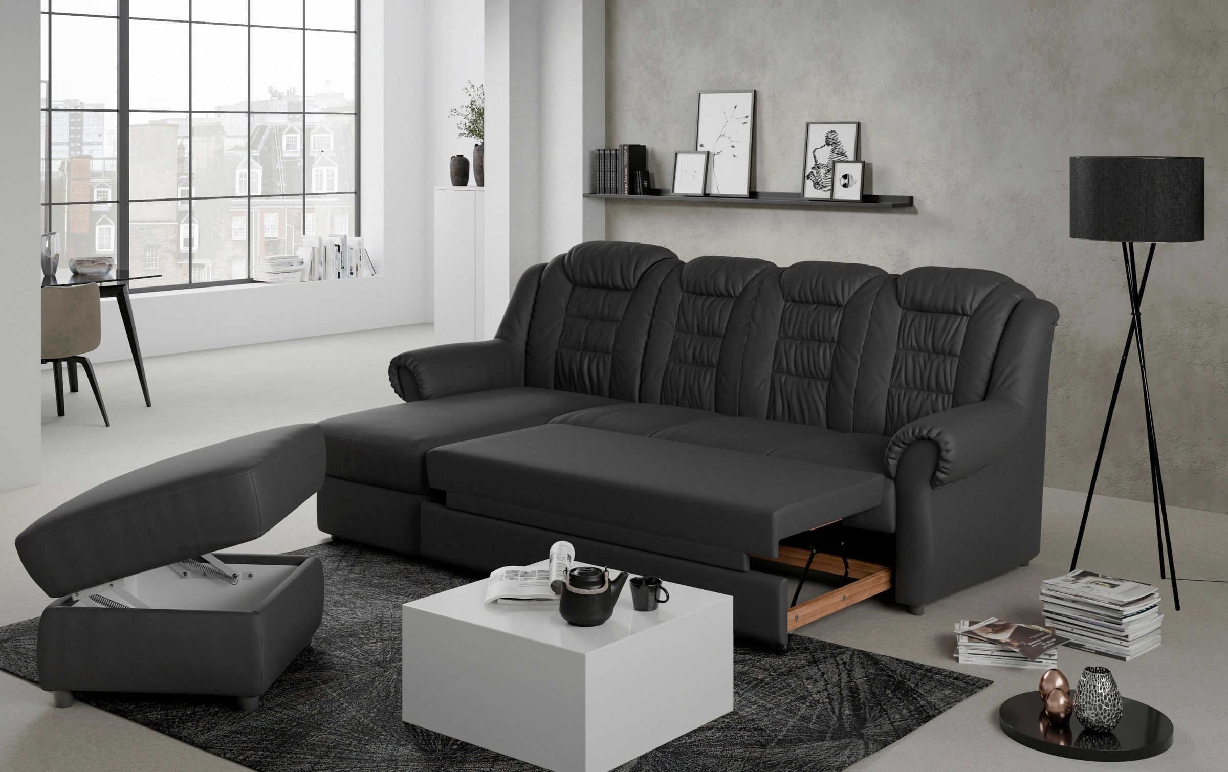 Home affaire Ecksofa »Boston L-Form«, mit hoher Rückenlehne, wahlweise mit günstig online kaufen